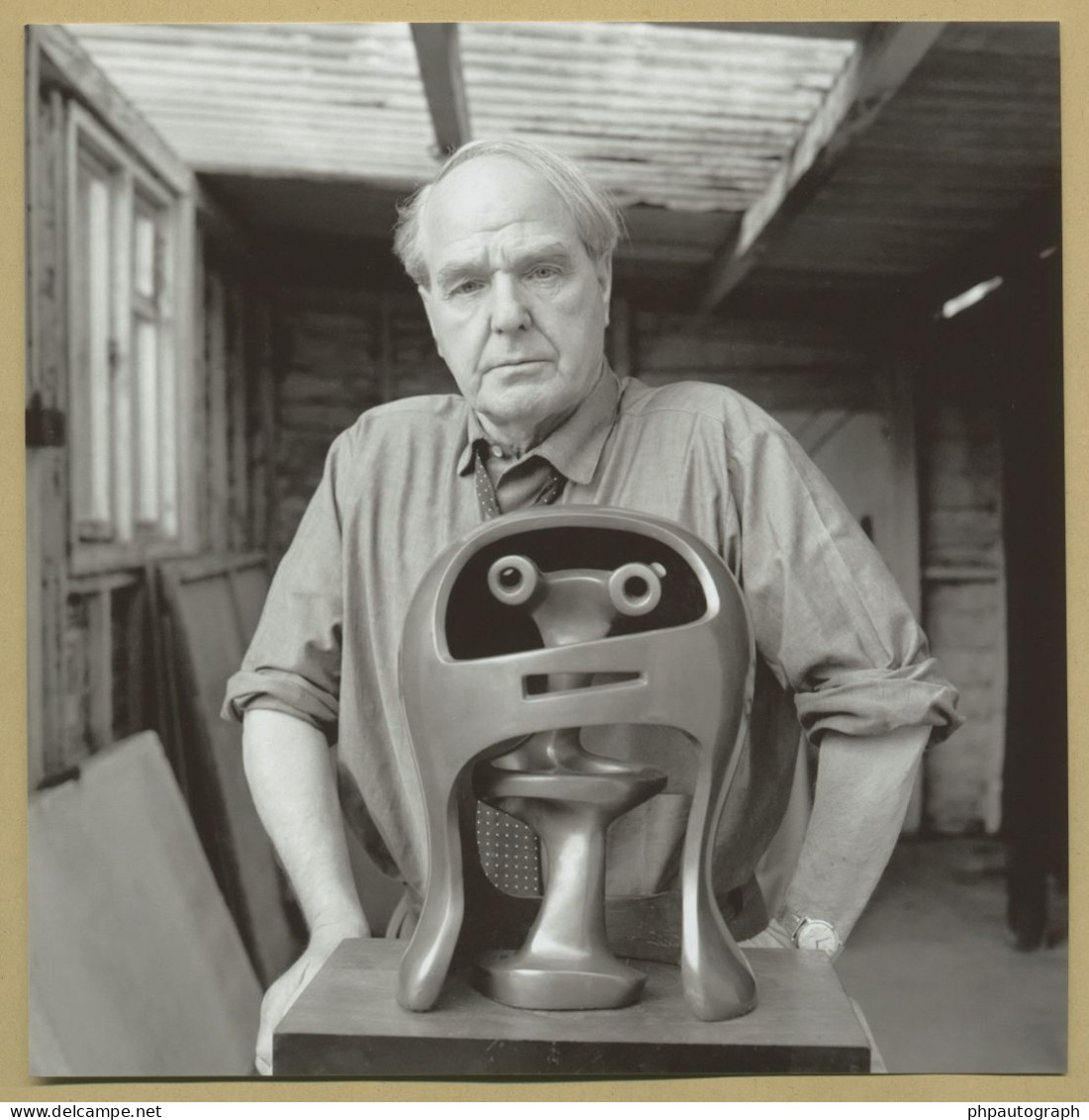 Henry Moore (1898-1986) - English Sculptor - Rare Signed Card 1982 + Photo - COA - Painters & Sculptors