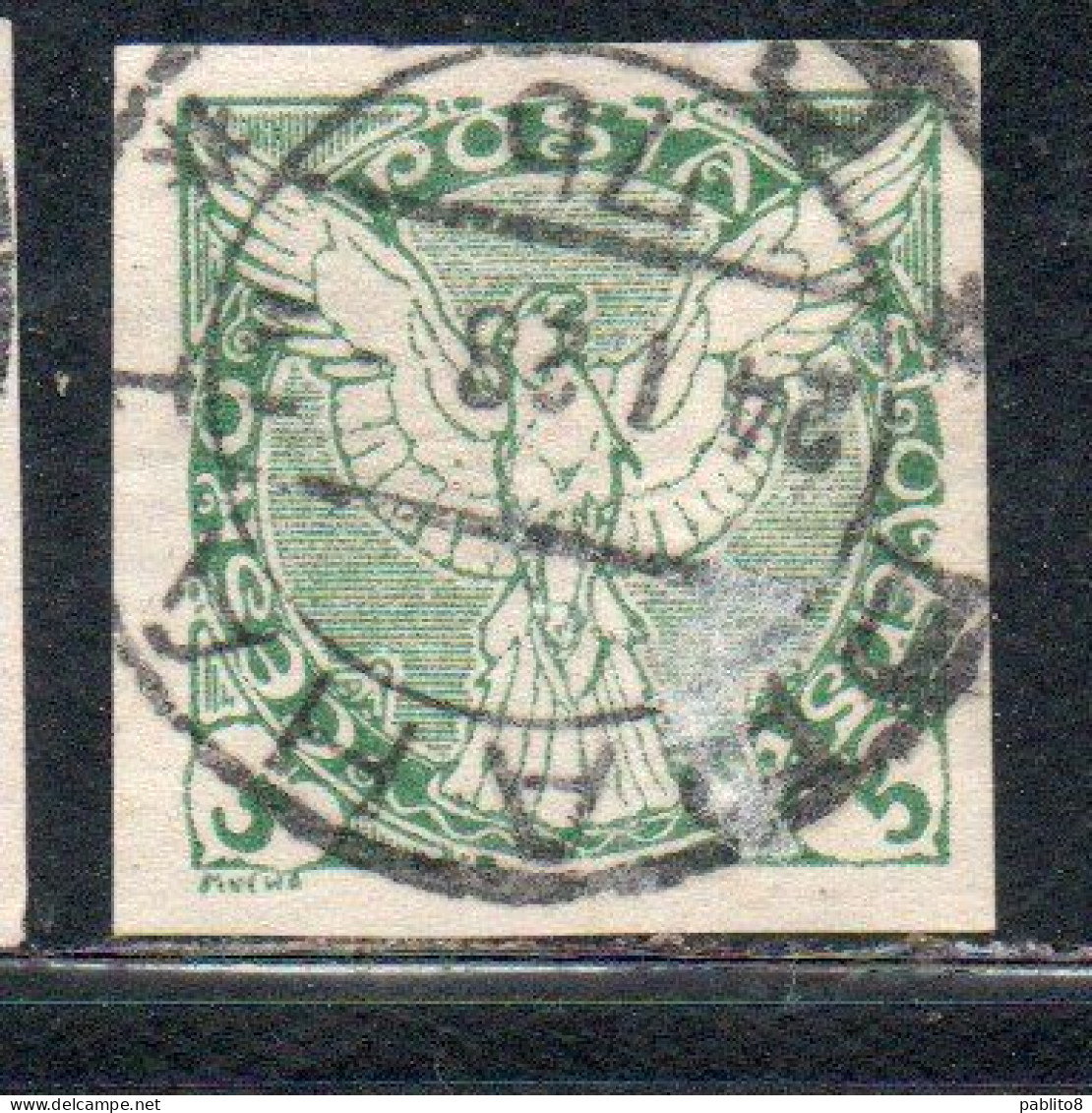 CZECHOSLOVAKIA CESKA CECOSLOVACCHIA 1918 1920 IMPERF. NEWSPAPER STAMPS WINDHOVER 5h USED USATO OBLITERE' - Dagbladzegels