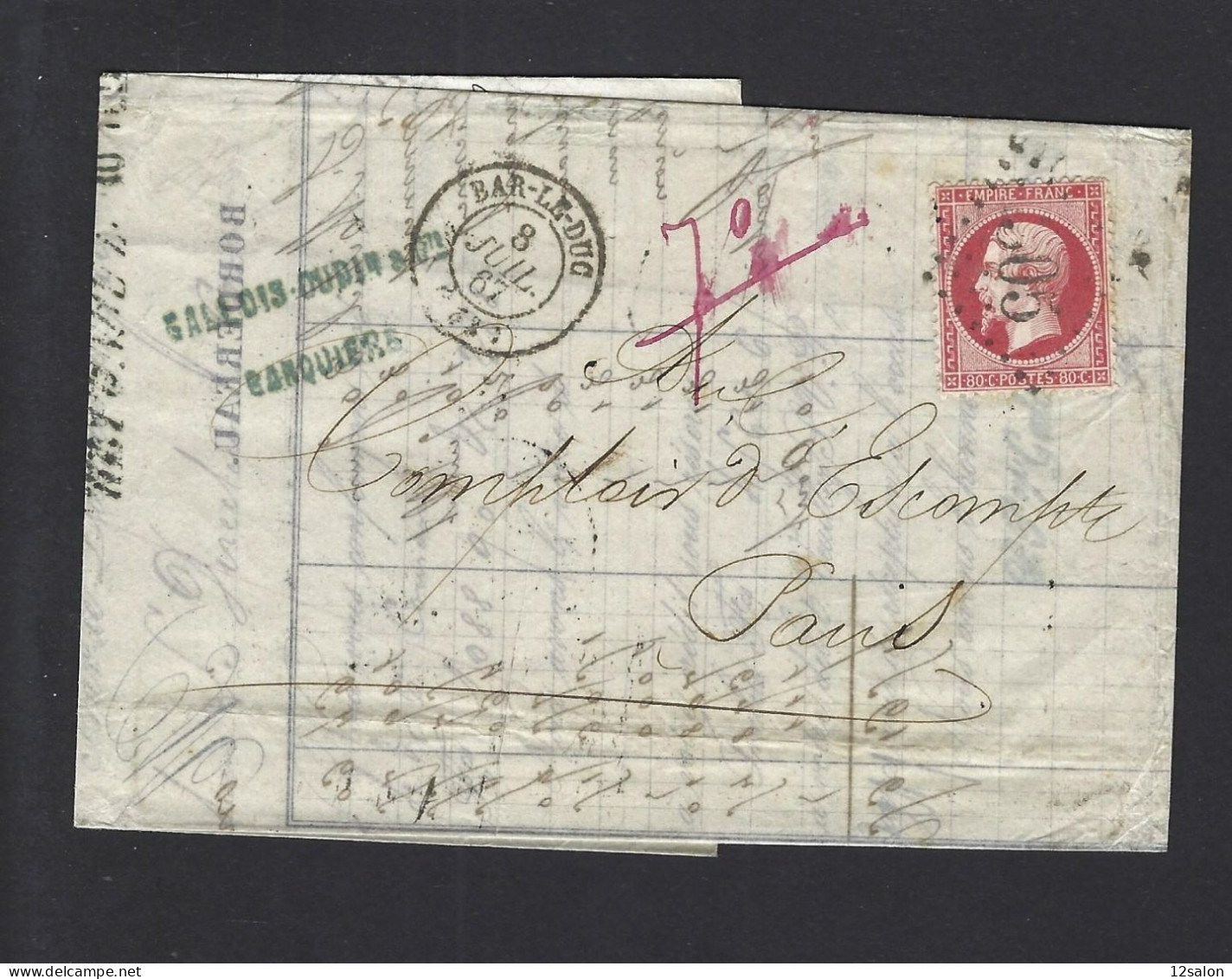 LETTRE 1867 N° 24 OBL BAR LE DUC - 1849-1876: Classic Period