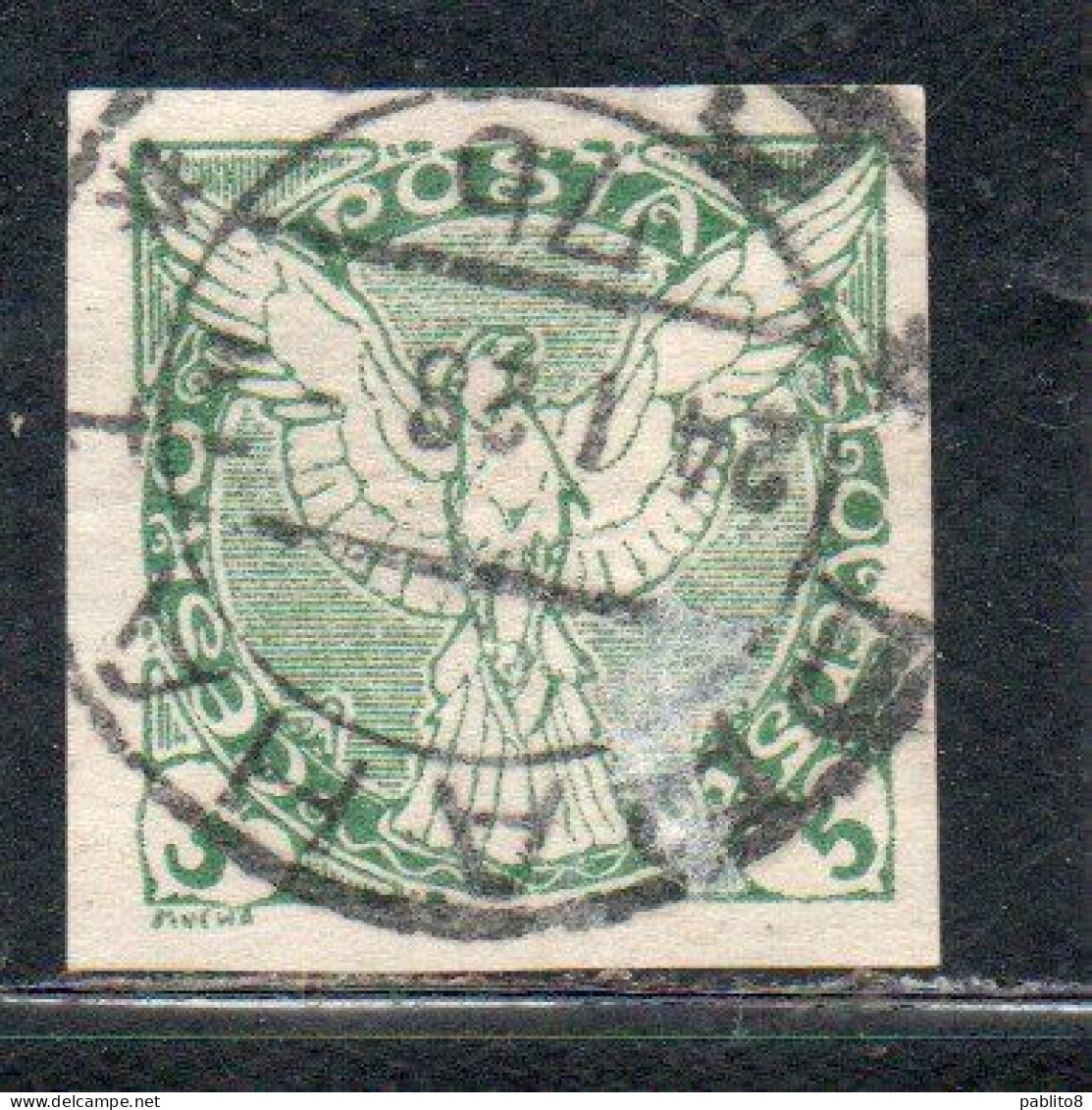 CZECHOSLOVAKIA CESKA CECOSLOVACCHIA 1918 1920 IMPERF. NEWSPAPER STAMPS WINDHOVER 5h USED USATO OBLITERE' - Sellos Para Periódicos