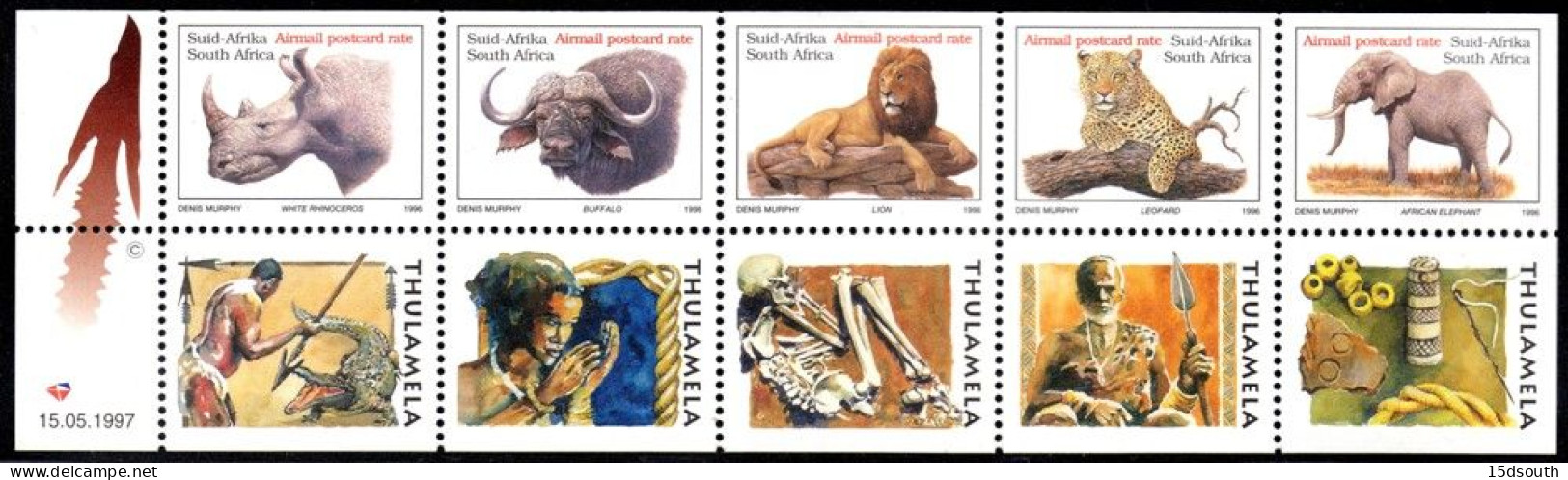 South Africa - 1997 Big Five Thulamela Booklet Sheet (**) # SG 821c-g , Mi 993D-997E - Blokken & Velletjes