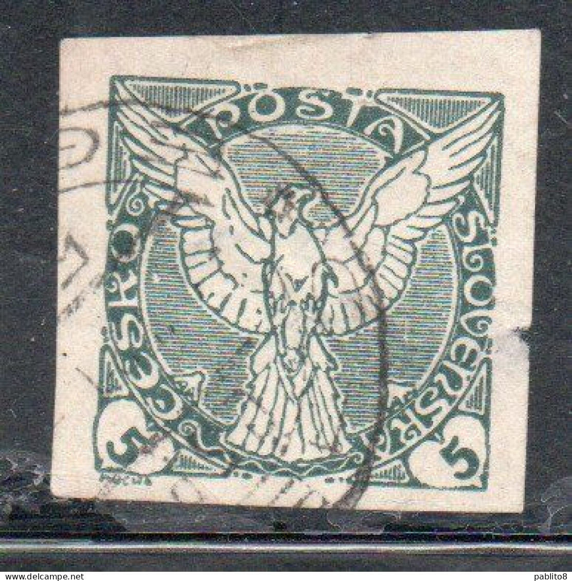 CZECHOSLOVAKIA CESKA CECOSLOVACCHIA 1918 1920 IMPERF. NEWSPAPER STAMPS WINDHOVER 5h USED USATO OBLITERE' - Sellos Para Periódicos