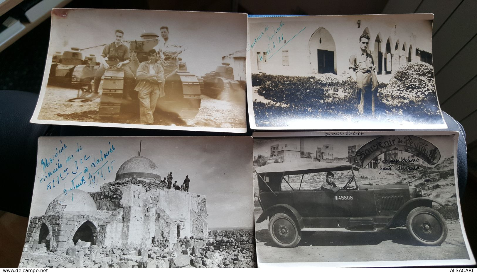Lot De 12 Cartes Photos  , Souvenir De Beyrouth 1926 , Militaires Avec Armes , Destruction , Anes , Rare - Lebanon
