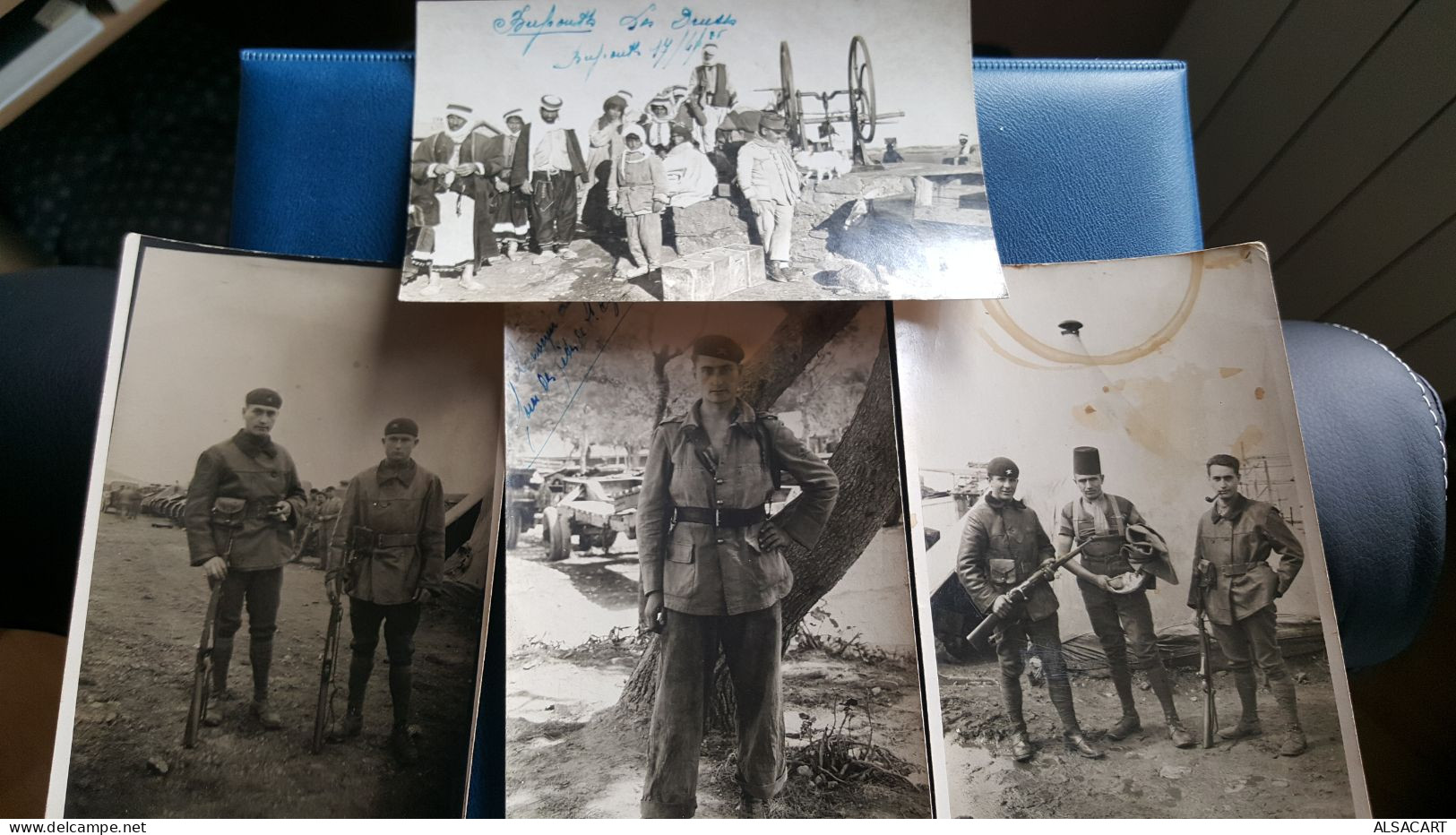 Lot De 12 Cartes Photos  , Souvenir De Beyrouth 1926 , Militaires Avec Armes , Destruction , Anes , Rare - Liban