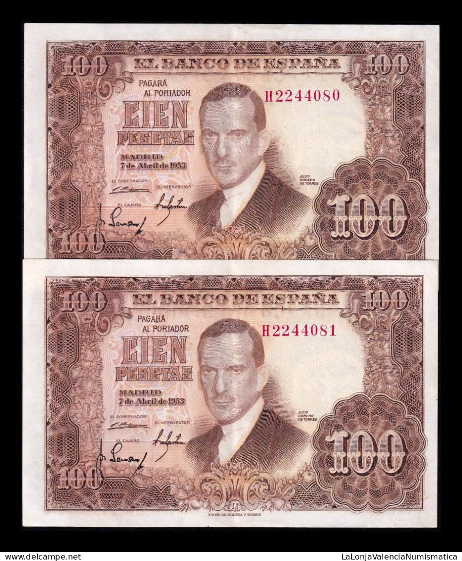 España Spain Pareja 100 Pesetas J. Romero De Torres 1953 Pick 145 Serie H Ebc Xf - 100 Pesetas