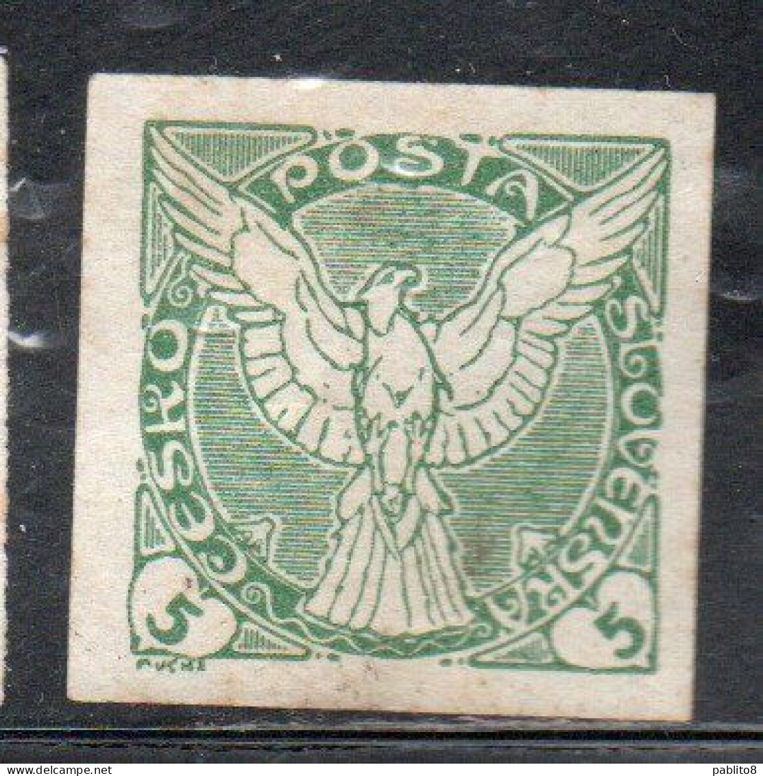 CZECHOSLOVAKIA CESKA CECOSLOVACCHIA 1918 1920 IMPERF. NEWSPAPER STAMPS WINDHOVER 5h MH - Newspaper Stamps