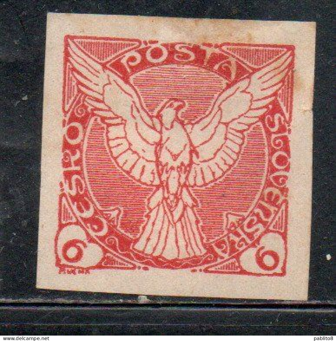 CZECHOSLOVAKIA CESKA CECOSLOVACCHIA 1918 1920 IMPERF. NEWSPAPER STAMPS WINDHOVER 6h MH - Newspaper Stamps