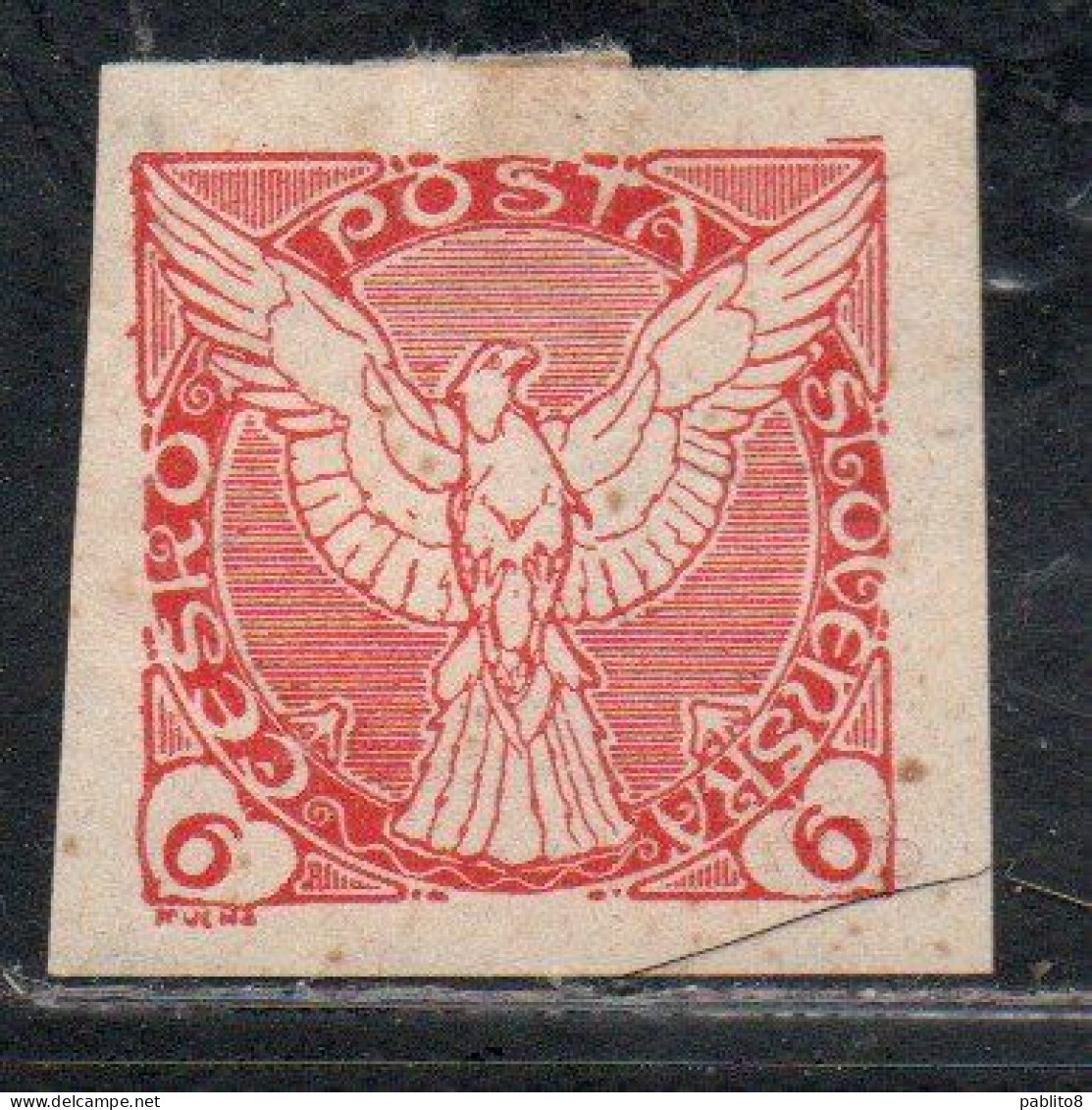 CZECHOSLOVAKIA CESKA CECOSLOVACCHIA 1918 1920 IMPERF. NEWSPAPER STAMPS WINDHOVER 6h MH - Newspaper Stamps