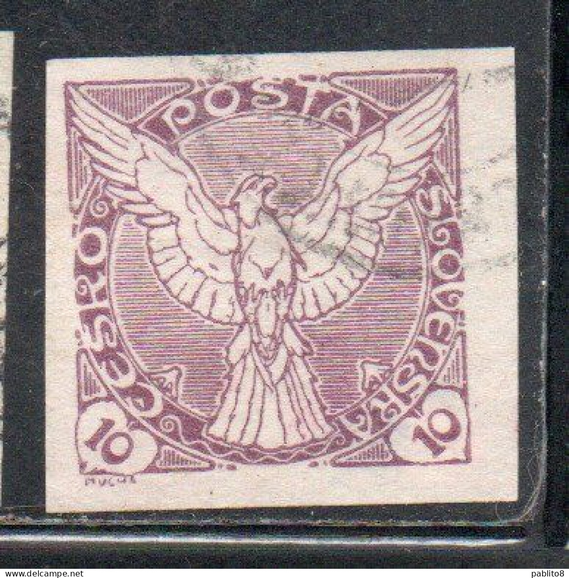 CZECHOSLOVAKIA CESKA CECOSLOVACCHIA 1918 1920 IMPERF. NEWSPAPER STAMPS WINDHOVER 10h USED USATO OBLITERE' - Newspaper Stamps