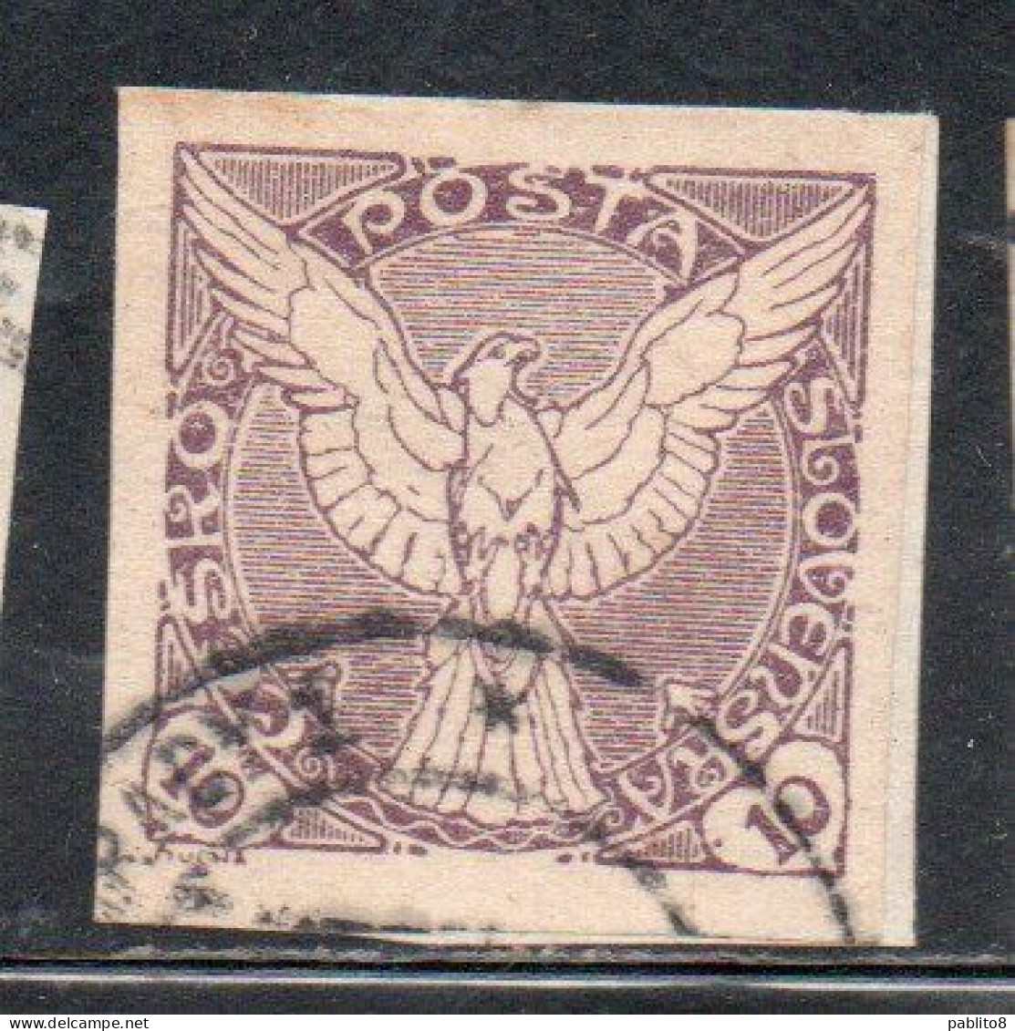 CZECHOSLOVAKIA CESKA CECOSLOVACCHIA 1918 1920 IMPERF. NEWSPAPER STAMPS WINDHOVER 10h USED USATO OBLITERE' - Newspaper Stamps