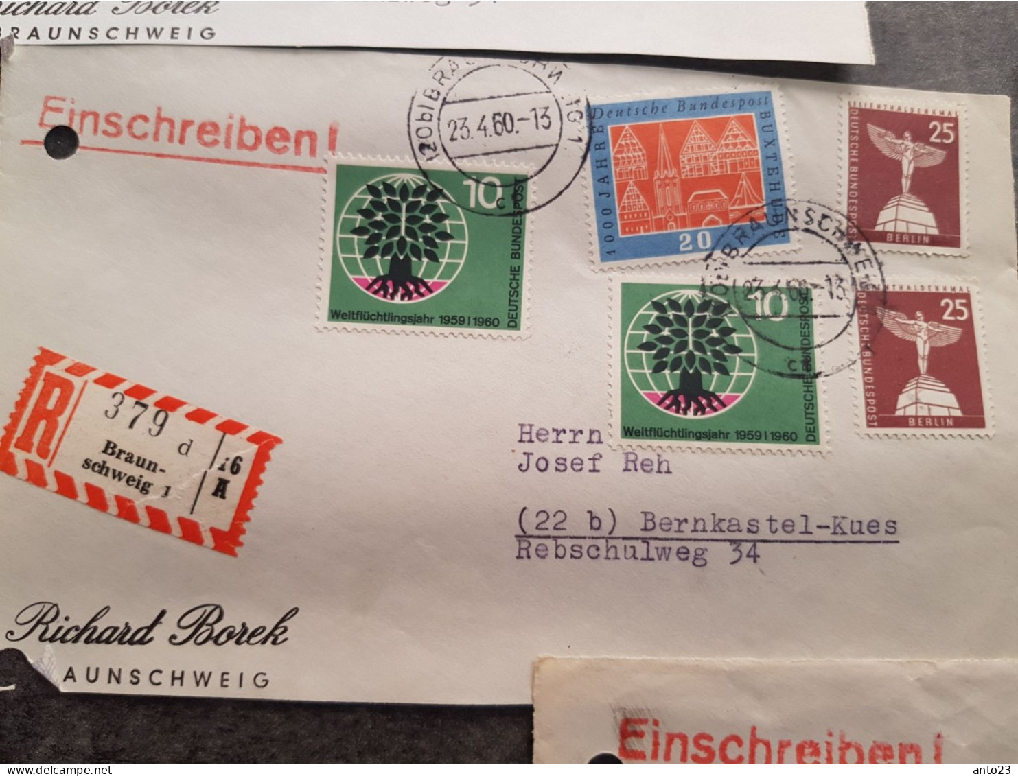 Satz Von 9 Vorderseiten Einschreibebriefen Aus Braunschweig Mit Berliner Briefmarkenfrankatur - R-Zettel