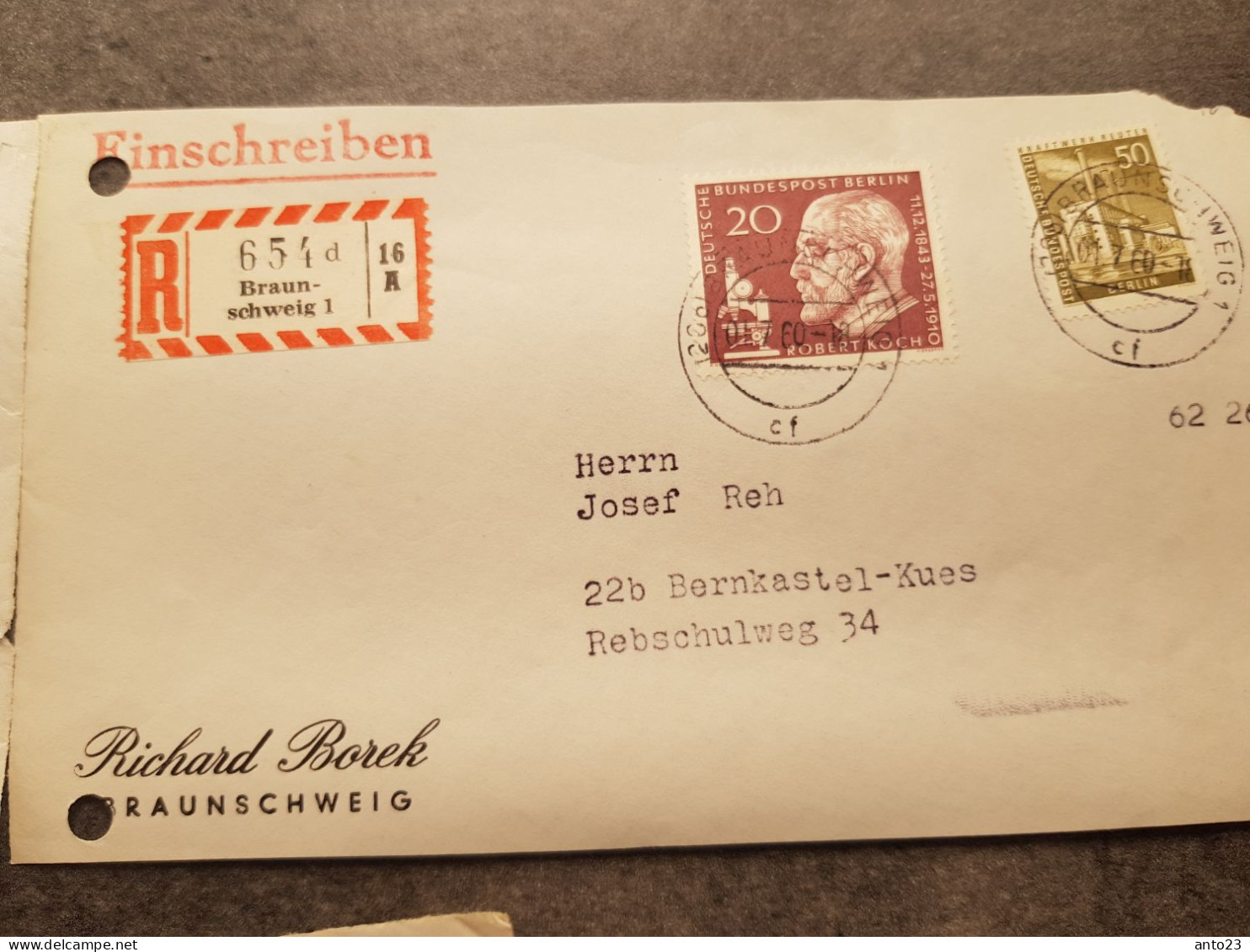 Satz von 9 Vorderseiten Einschreibebriefen aus Braunschweig mit Berliner Briefmarkenfrankatur