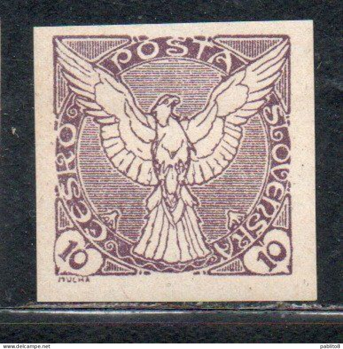 CZECHOSLOVAKIA CESKA CECOSLOVACCHIA 1918 1920 IMPERF. NEWSPAPER STAMPS WINDHOVER 10h MH - Timbres Pour Journaux