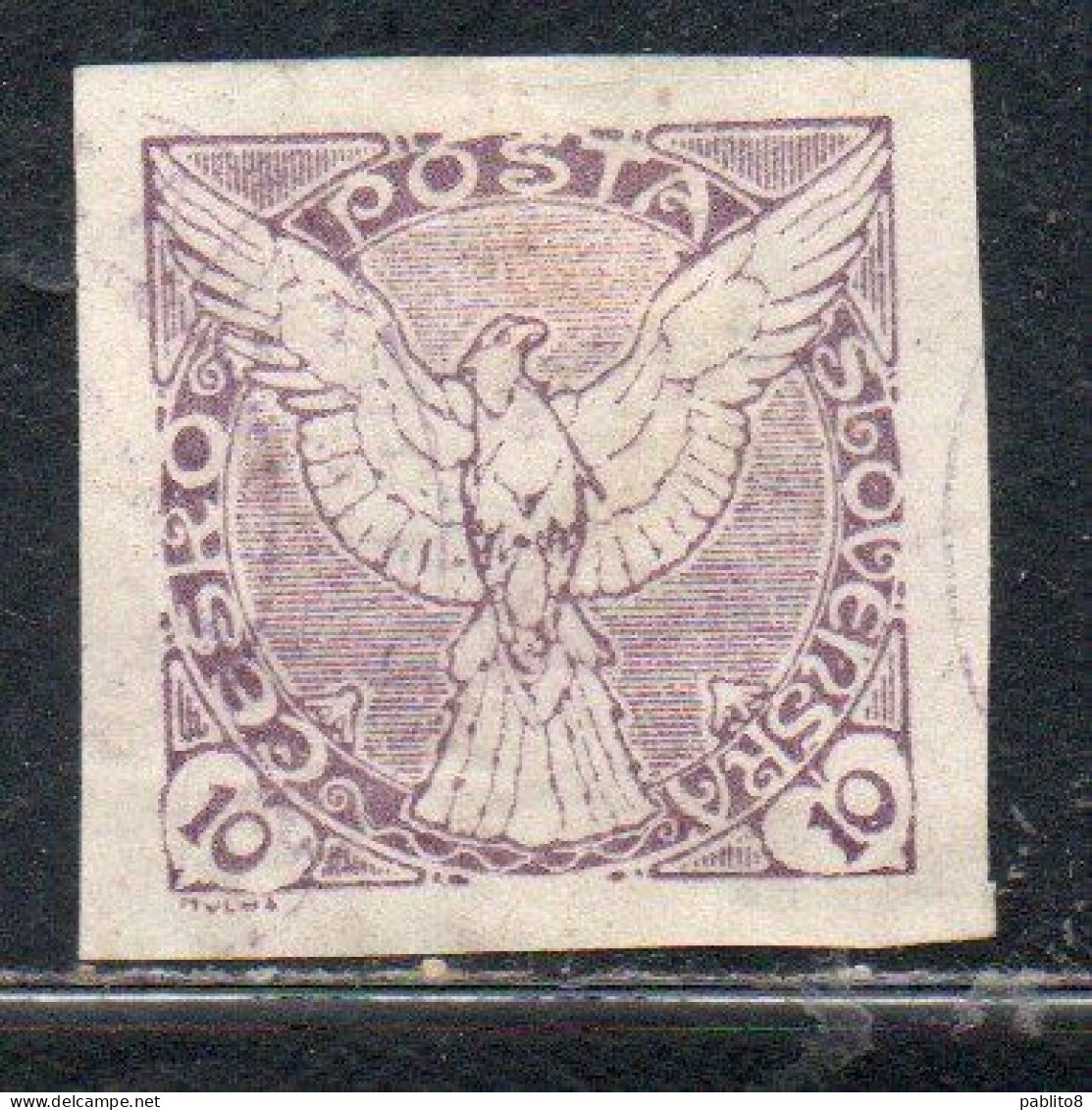 CZECHOSLOVAKIA CESKA CECOSLOVACCHIA 1918 1920 IMPERF. NEWSPAPER STAMPS WINDHOVER 10h MH - Newspaper Stamps