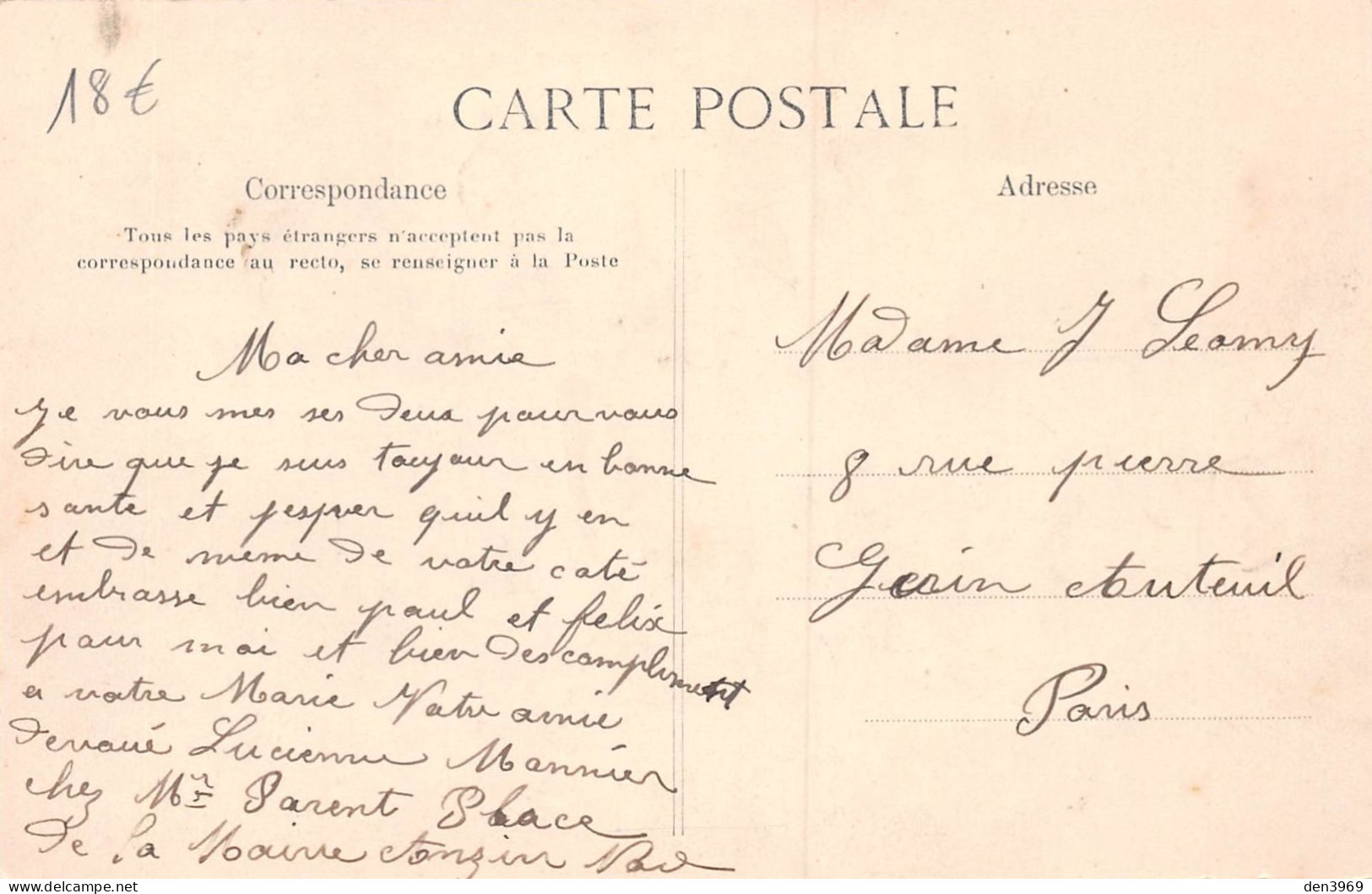 ANZIN (Nord) - Chantier Et Rue De Condé - Voie Ferrée Tramway - Voyagé 1906 (2 Scans) Learny 8 R Pierre Guérin Paris 16e - Anzin