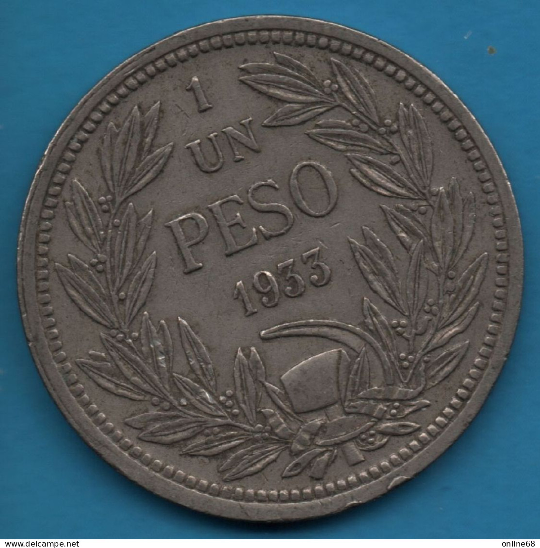 CHILE 1 PESO 1935 KM# 176 CONDOR - Chili