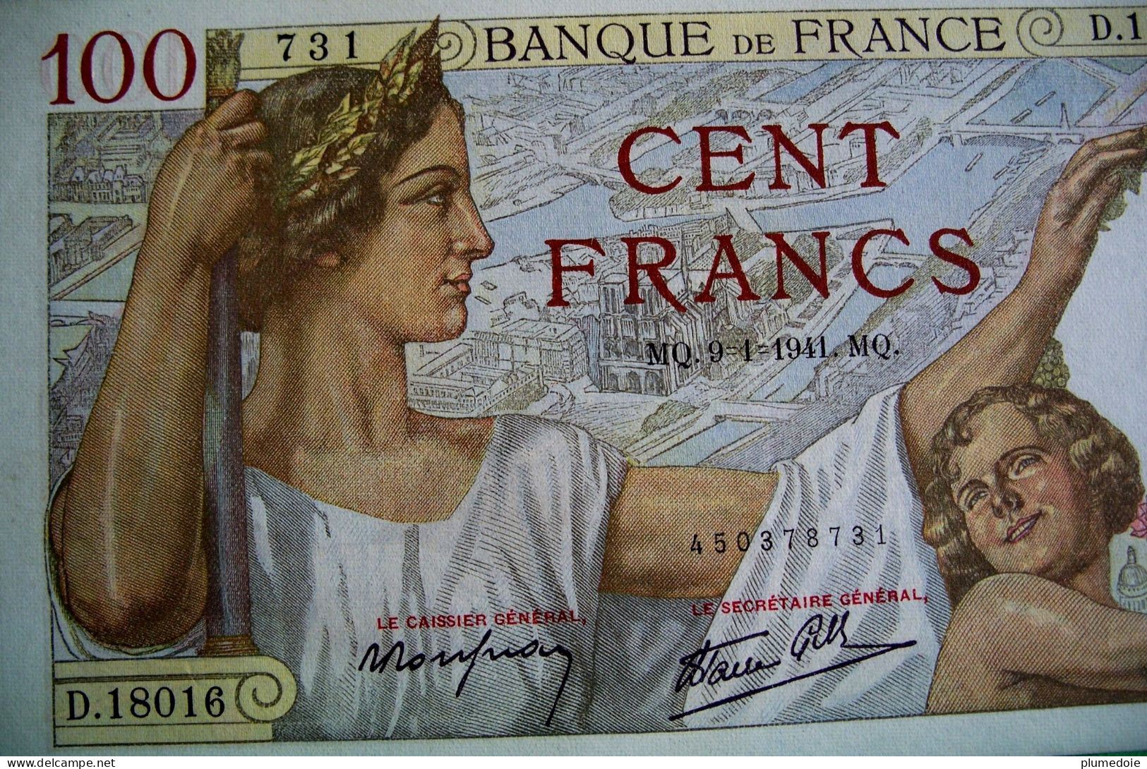 FRANCE . 1 BILLET CENT FRANCS SULLY . 100 FRS . 9 . 1. 1941 . NEUF NON CIRCULE . SPLENDIDE . Série D. 18016 - 100 F 1939-1942 ''Sully''