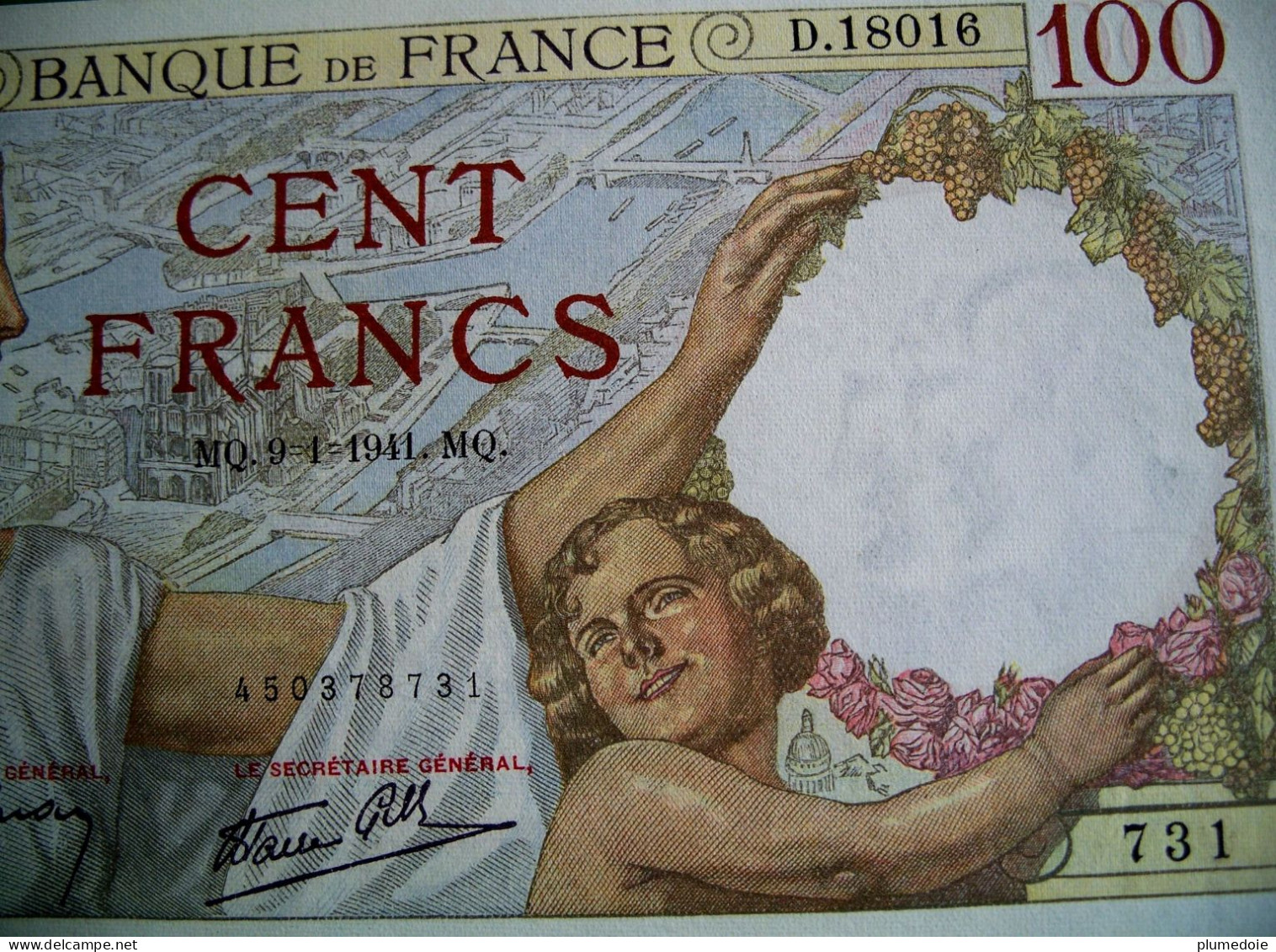 FRANCE . 1 BILLET CENT FRANCS SULLY . 100 FRS . 9 . 1. 1941 . NEUF NON CIRCULE . SPLENDIDE . Série D. 18016 - 100 F 1939-1942 ''Sully''