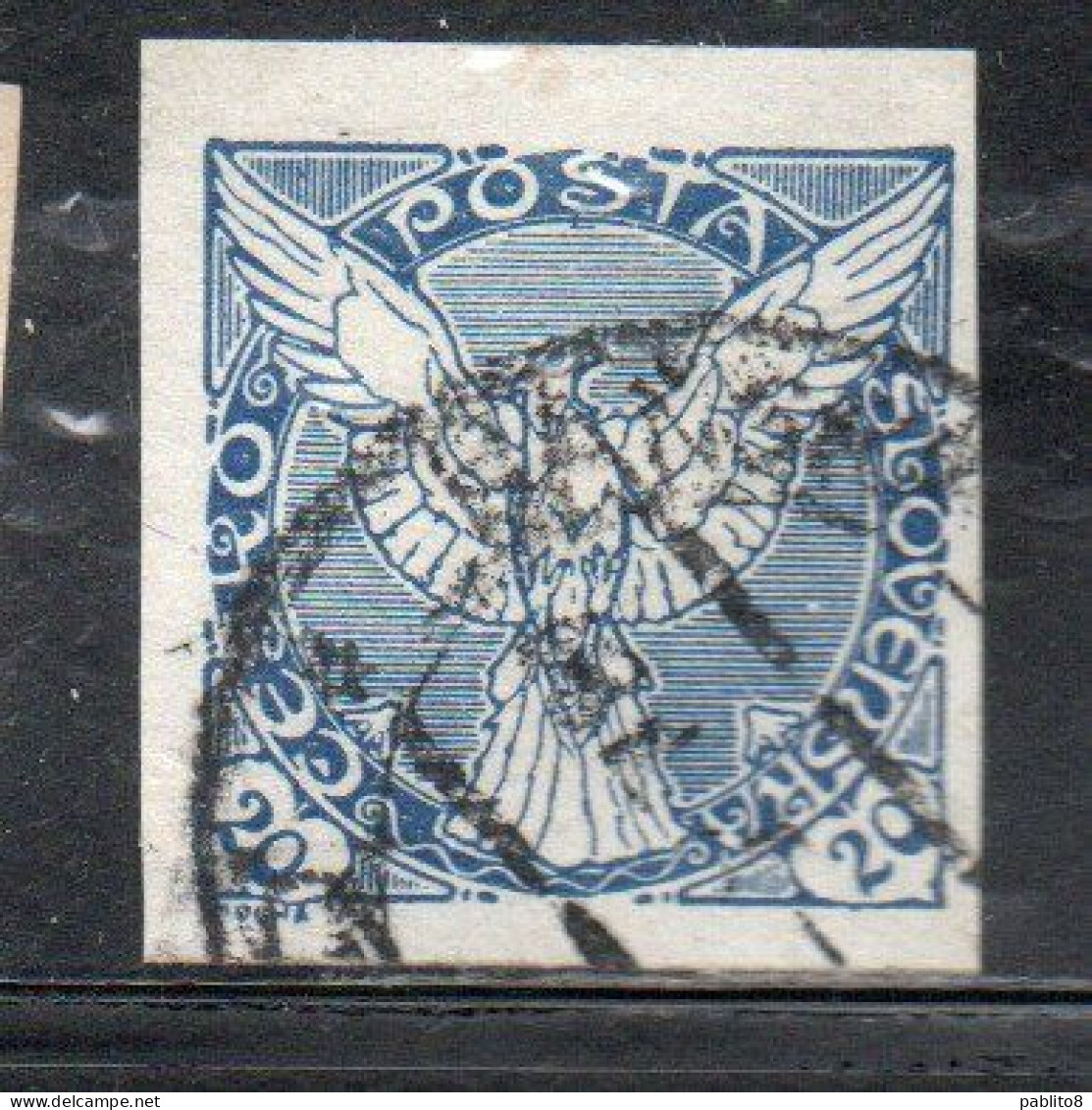 CZECHOSLOVAKIA CESKA CECOSLOVACCHIA 1918 1920 IMPERF. NEWSPAPER STAMPS WINDHOVER 20h USED USATO OBLITERE' - Newspaper Stamps