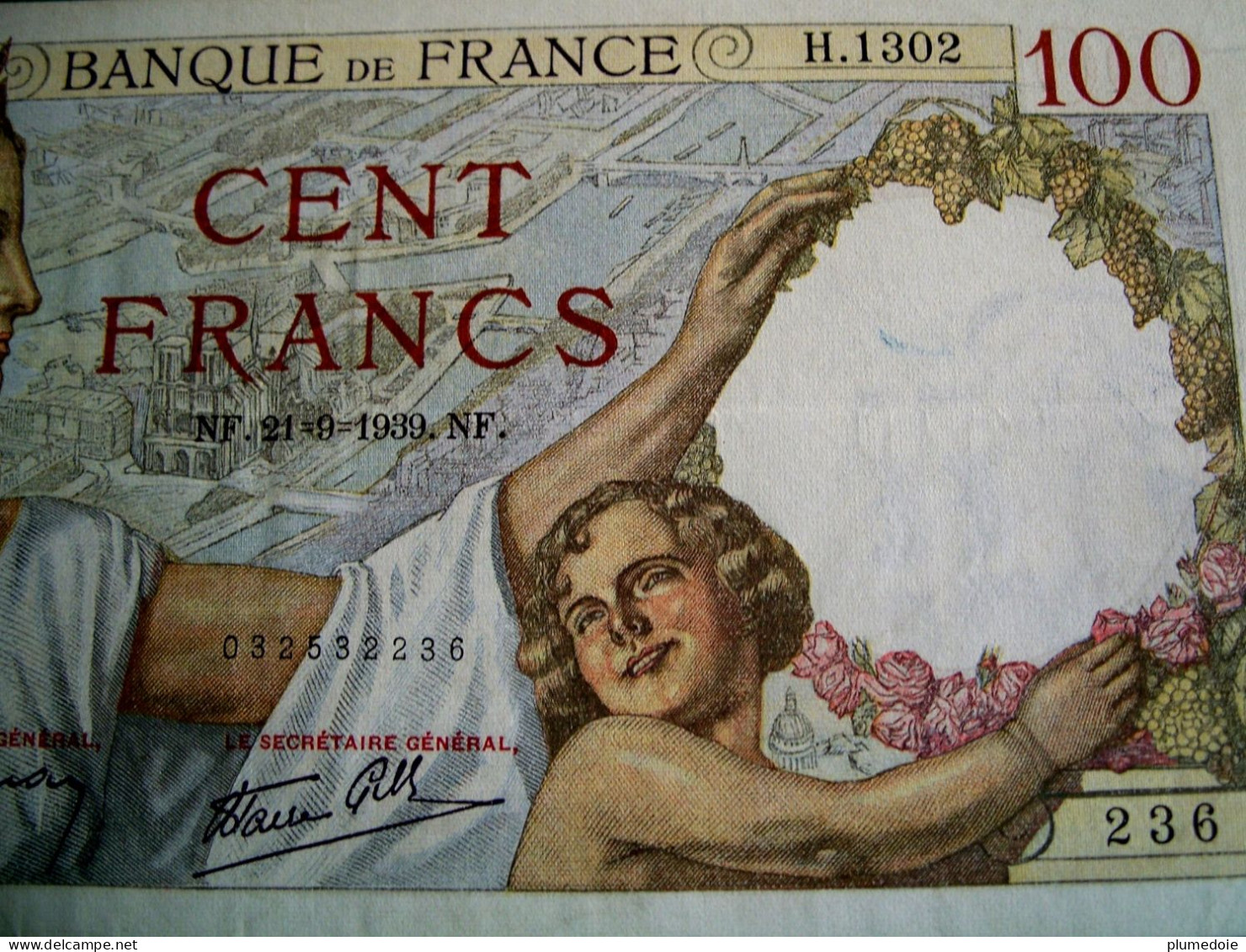 FRANCE . 1 BILLET CENT FRANCS SULLY . 100 FRS . 21 . 9. 1939 . ETAT PROCHE DU NEUF . Série H. 1302 - 100 F 1939-1942 ''Sully''