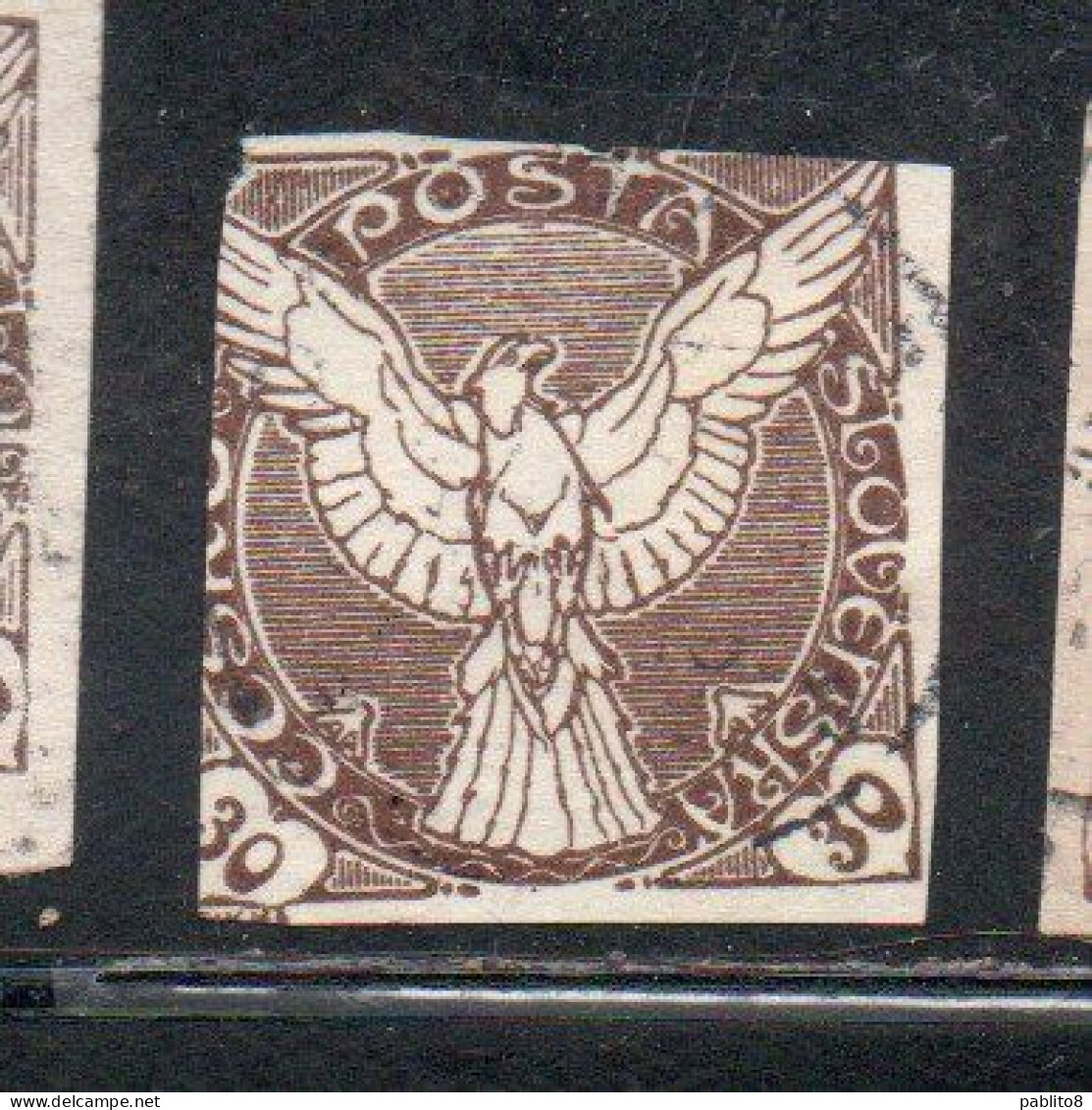 CZECHOSLOVAKIA CESKA CECOSLOVACCHIA 1918 1920 IMPERF. NEWSPAPER STAMPS WINDHOVER 30h USED USATO OBLITERE' - Francobolli Per Giornali