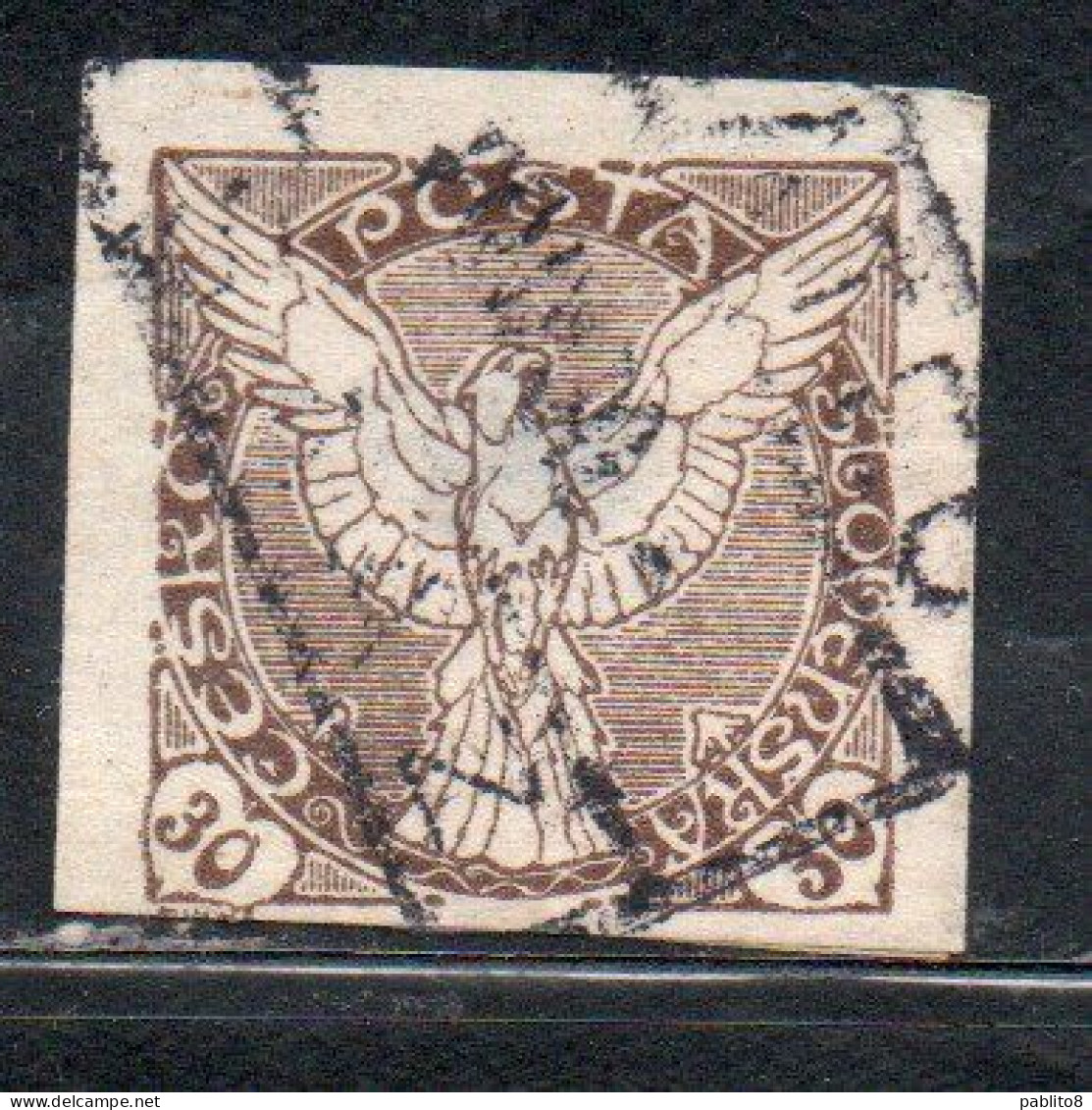 CZECHOSLOVAKIA CESKA CECOSLOVACCHIA 1918 1920 IMPERF. NEWSPAPER STAMPS WINDHOVER 30h USED USATO OBLITERE' - Dagbladzegels