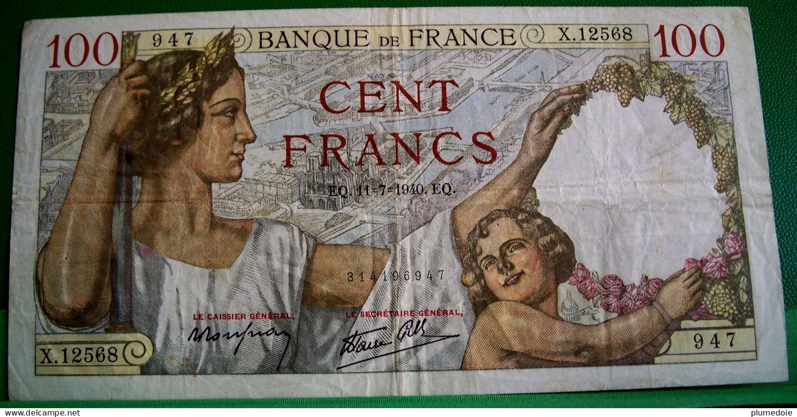 FRANCE . 1 BILLET CENT FRANCS SULLY . 100 FRS . 11 .7. 1940 .Série X. 12568 - 100 F 1939-1942 ''Sully''