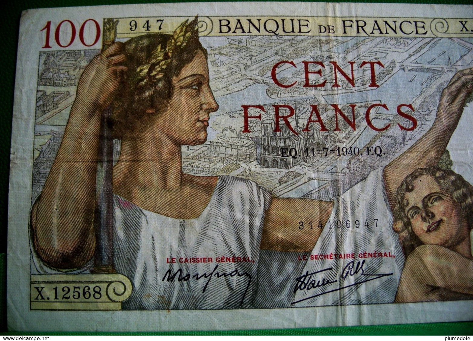 FRANCE . 1 BILLET CENT FRANCS SULLY . 100 FRS . 11 .7. 1940 .Série X. 12568 - 100 F 1939-1942 ''Sully''