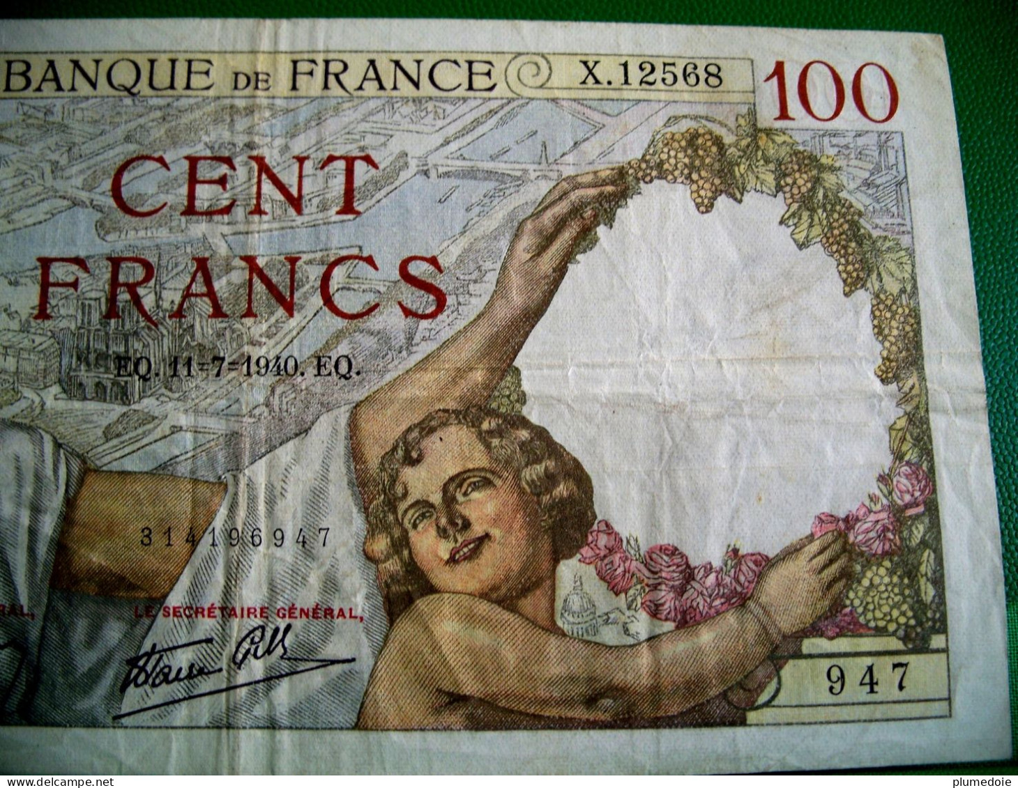 FRANCE . 1 BILLET CENT FRANCS SULLY . 100 FRS . 11 .7. 1940 .Série X. 12568 - 100 F 1939-1942 ''Sully''