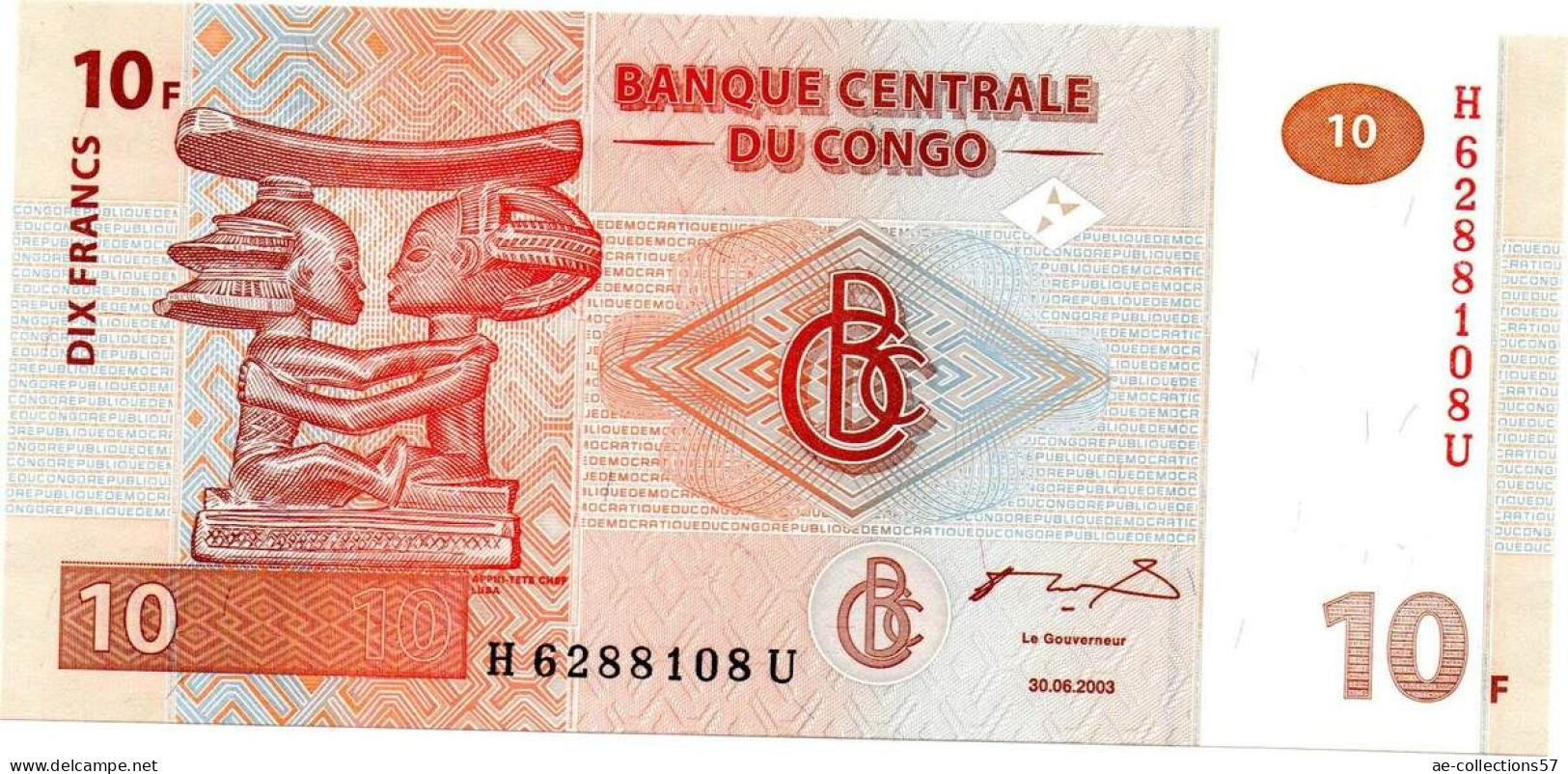 MA 26203 / Congo 10 Francs 30/06/2003 UNC - Zonder Classificatie