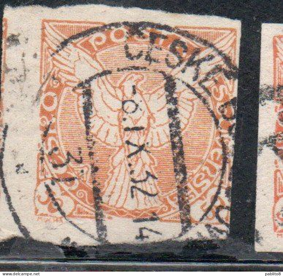 CZECHOSLOVAKIA CESKA CECOSLOVACCHIA 1918 1920 IMPERF. NEWSPAPER STAMPS WINDHOVER 50h USED USATO OBLITERE' - Timbres Pour Journaux