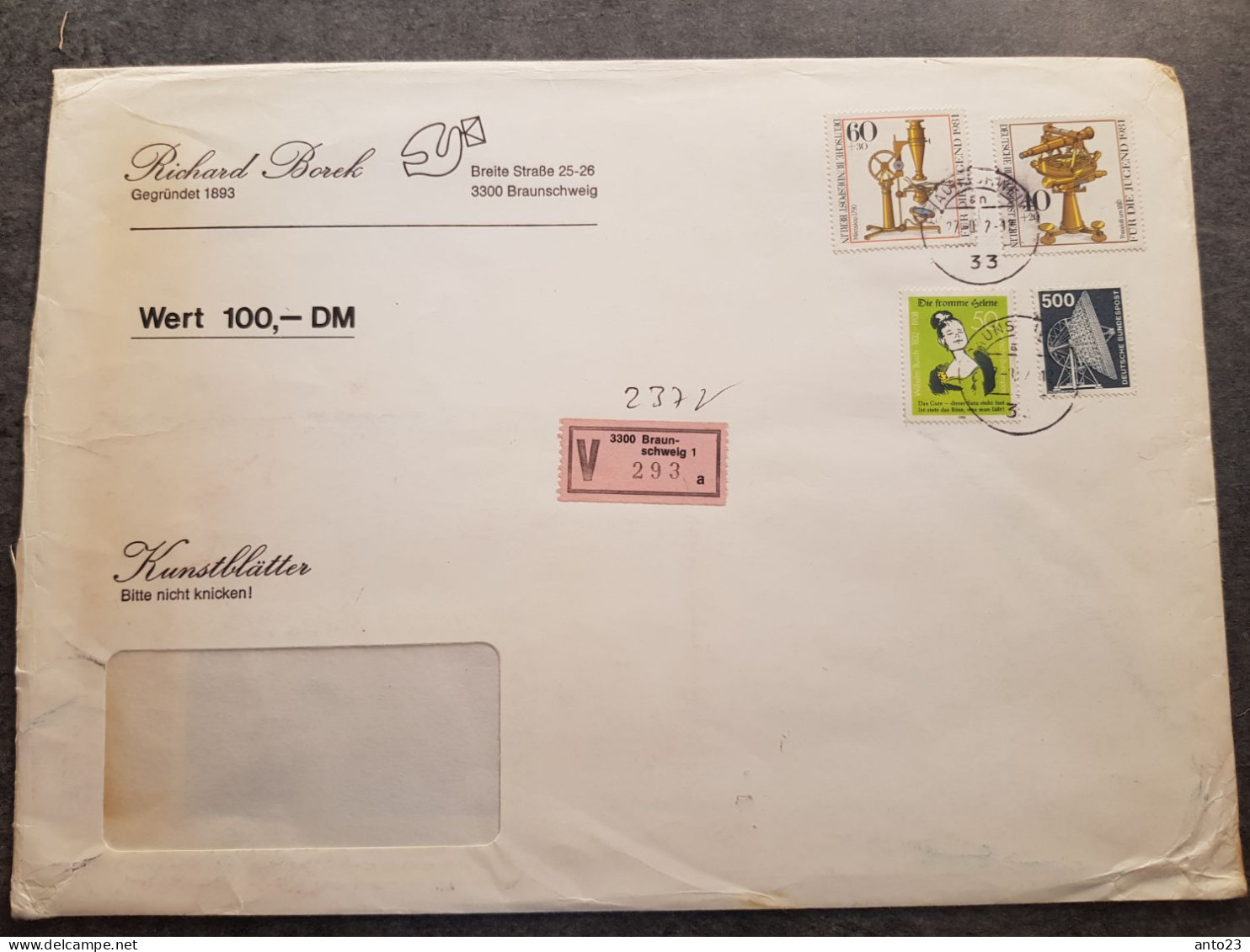 Wert-Brief Von Braunschweig - Etiquettes 'Recommandé' & 'Valeur Déclarée'