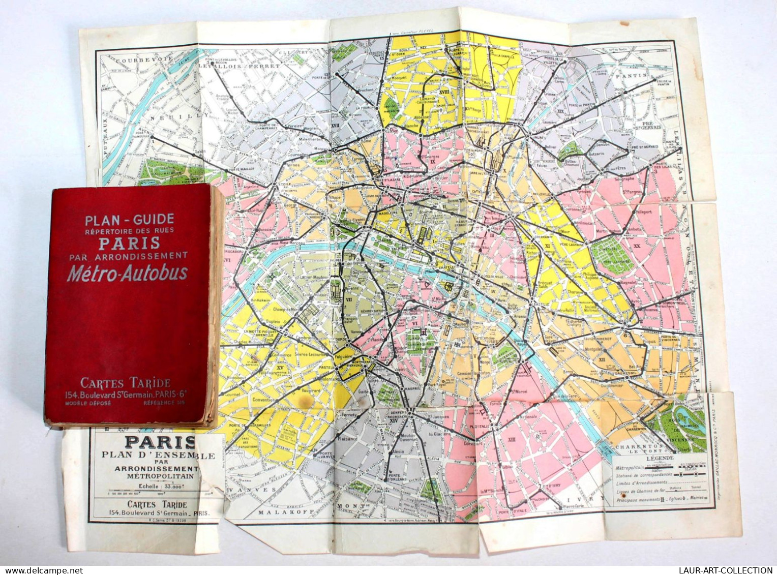 PARIS PLAN-GUIDE REPERTOIRE DES RUES, METRO-BUS 1959 CARTE TARIDE + PLAN ROUTIER  (R.17) - Kaarten & Atlas