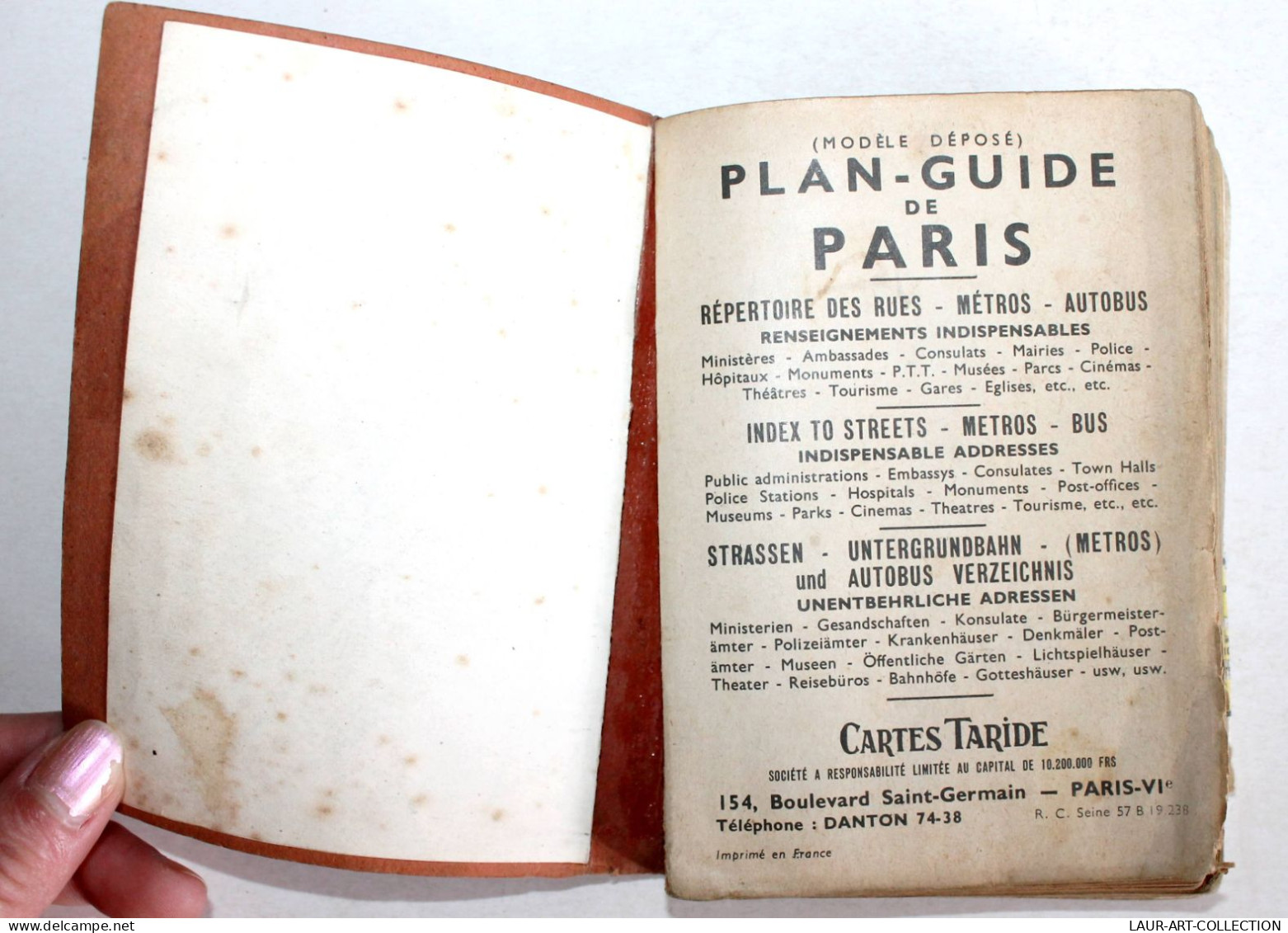 PARIS PLAN-GUIDE REPERTOIRE DES RUES, METRO-BUS 1959 CARTE TARIDE + PLAN ROUTIER  (R.17) - Maps/Atlas