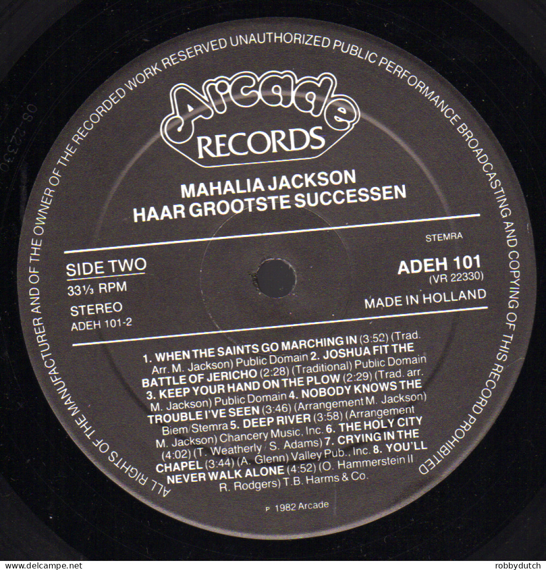 * LP *  MAHALIA JACKSON - HAAR GROOTSTE SUCCESSEN (Holland 1982 EX-) - Canciones Religiosas Y  Gospels