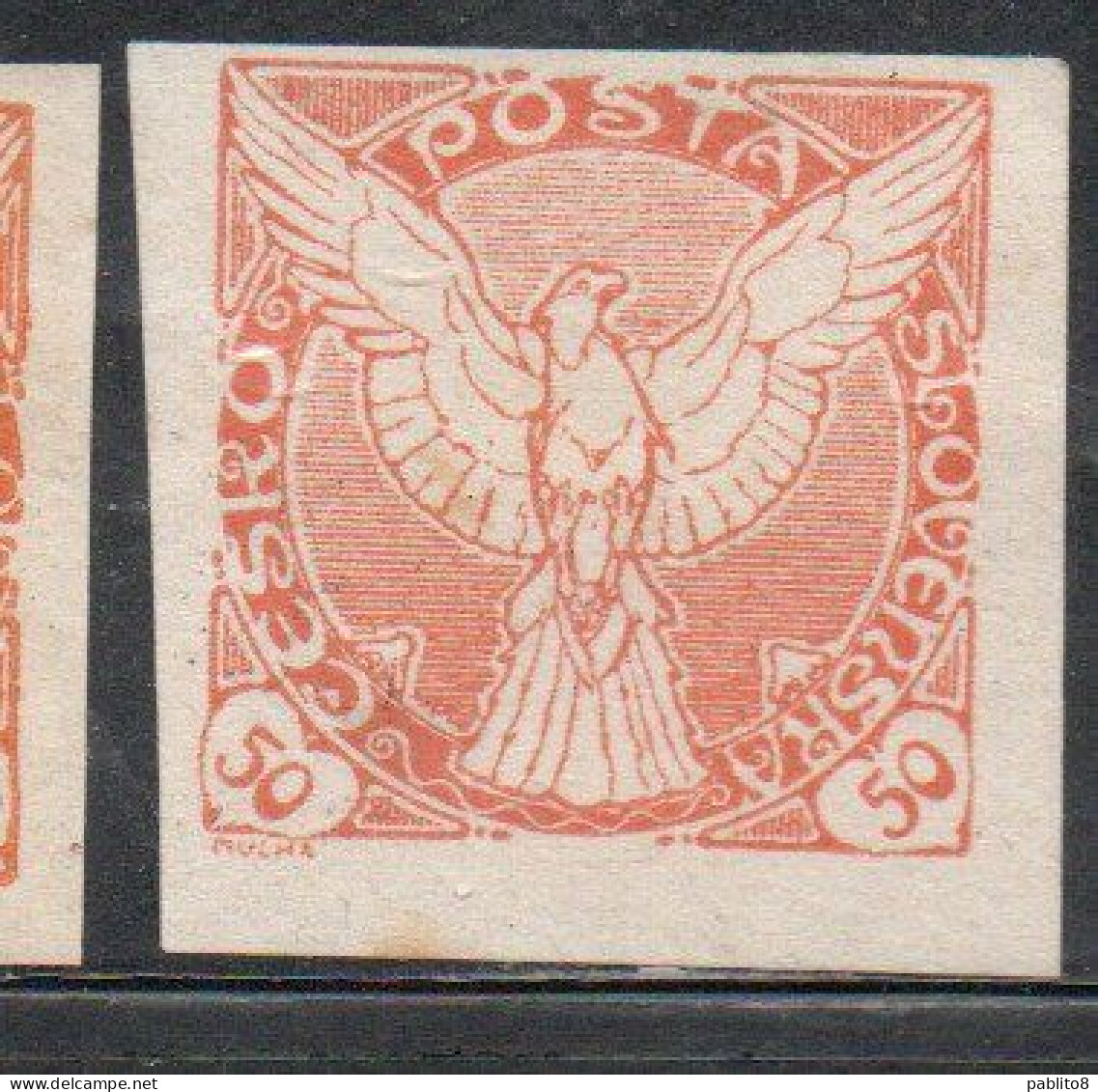 CZECHOSLOVAKIA CESKA CECOSLOVACCHIA 1918 1920 IMPERF. NEWSPAPER STAMPS WINDHOVER 50h MH - Newspaper Stamps