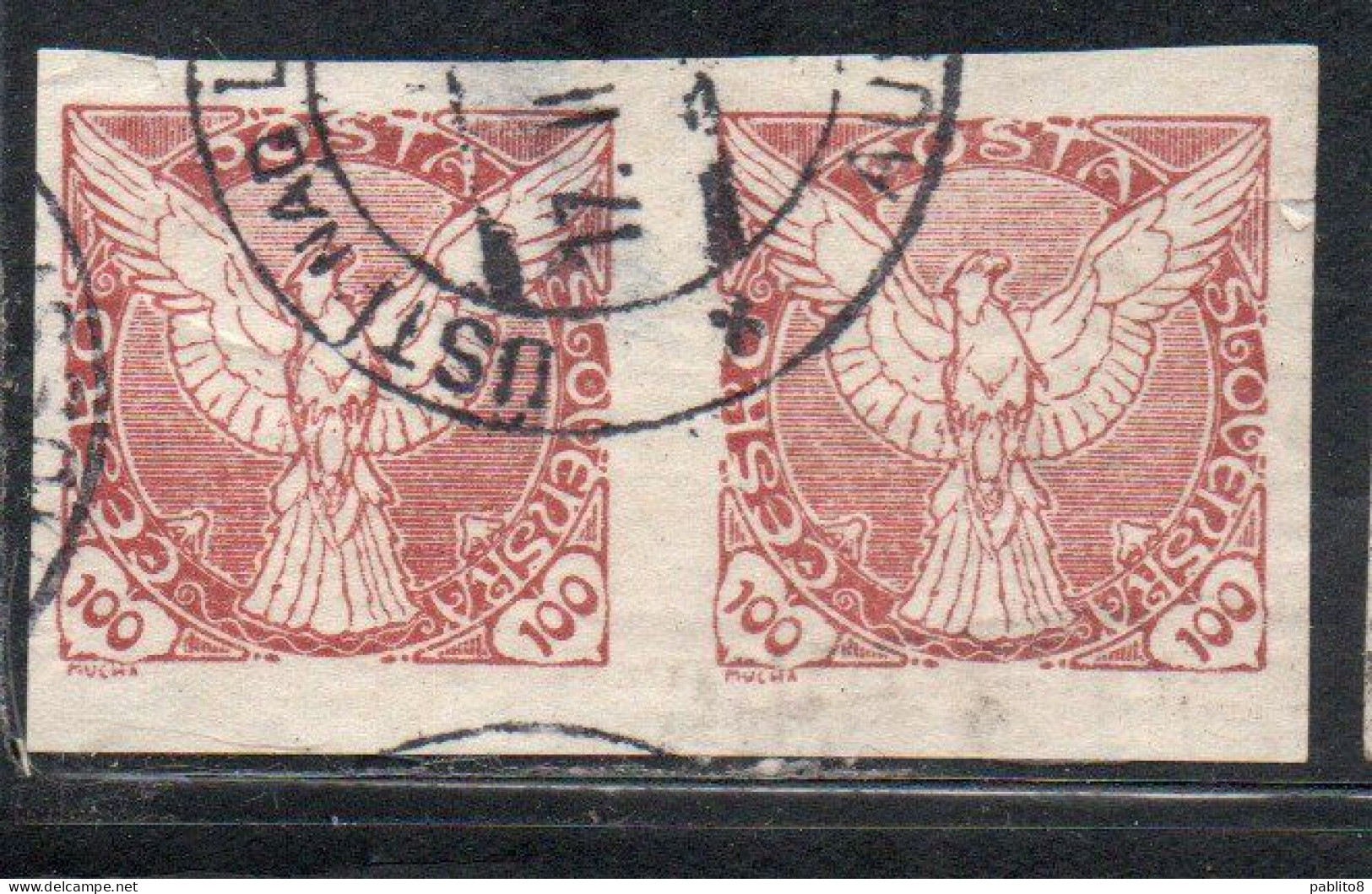 CZECHOSLOVAKIA CESKA CECOSLOVACCHIA 1918 1920 IMPERF. NEWSPAPER STAMPS WINDHOVER 100h USED USATO OBLITERE' - Newspaper Stamps