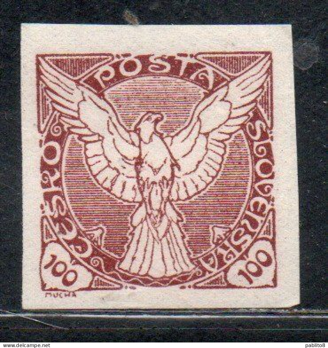 CZECHOSLOVAKIA CESKA CECOSLOVACCHIA 1918 1920 IMPERF. NEWSPAPER STAMPS WINDHOVER 100h MH - Dagbladzegels