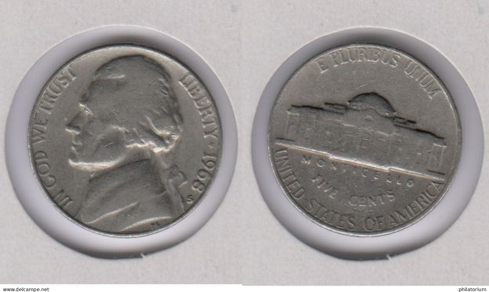 Etats Unis  Five Cents 1968 S , 1968S ; 5c  ; USA - 1938-…: Jefferson