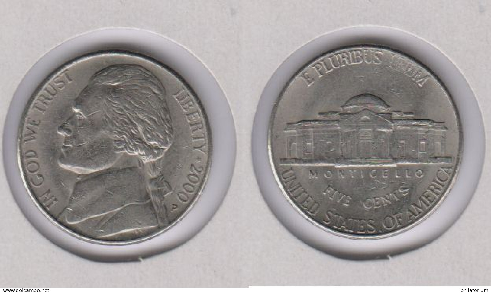 Etats Unis  Five Cents 2000 P , 2000P ; 5c  ; USA - 1938-…: Jefferson