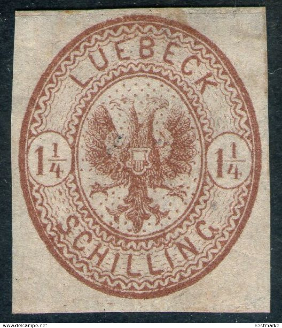 1 1/4 Shilling Rötlichbraun - Lübeck Nr. 13 A Ungebraucht Mit Gummierung - Signiert - Luebeck