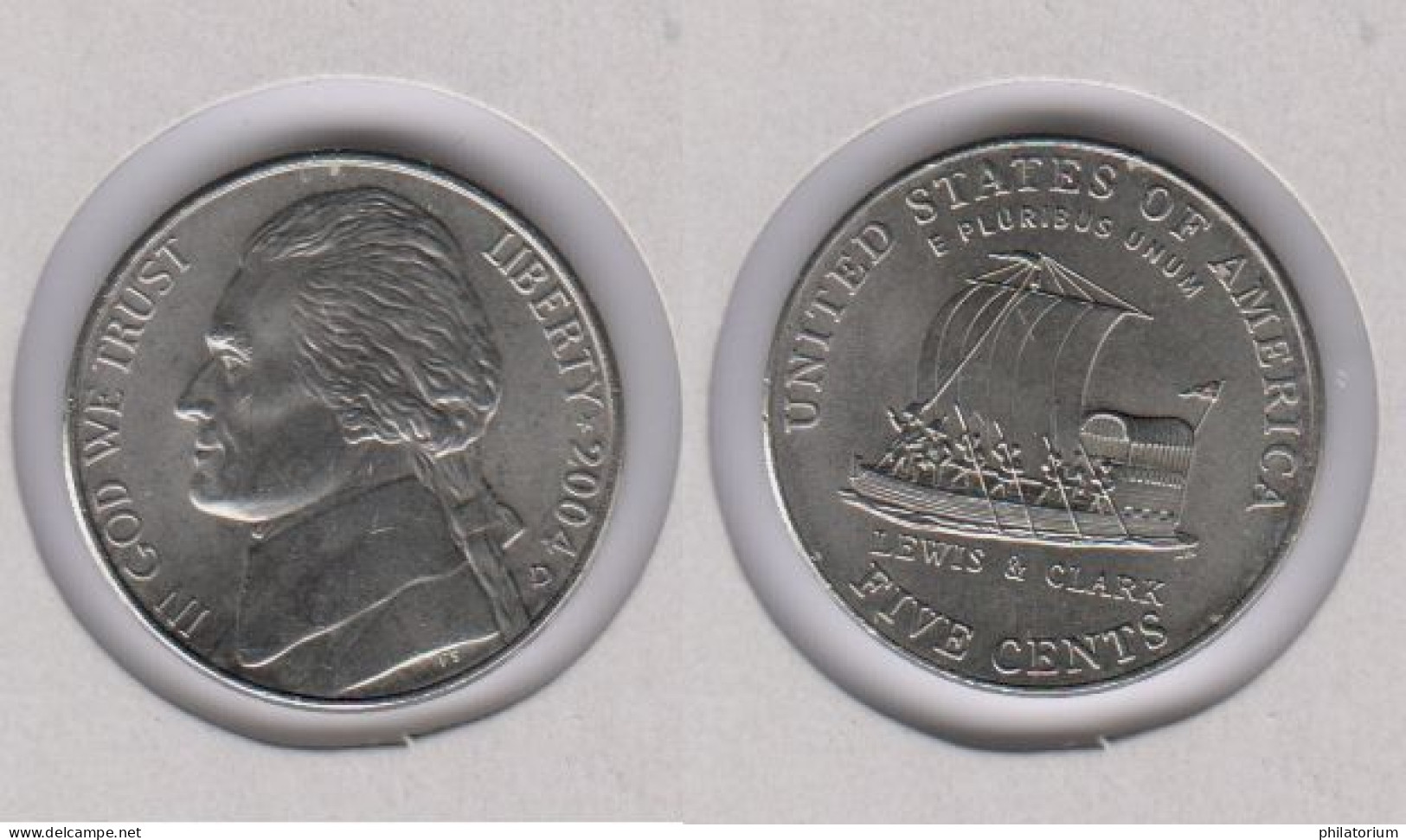 Etats Unis  Five Cents 2004 D , 2004D ; Lewis & Clark, 5c  ; USA - 1938-…: Jefferson