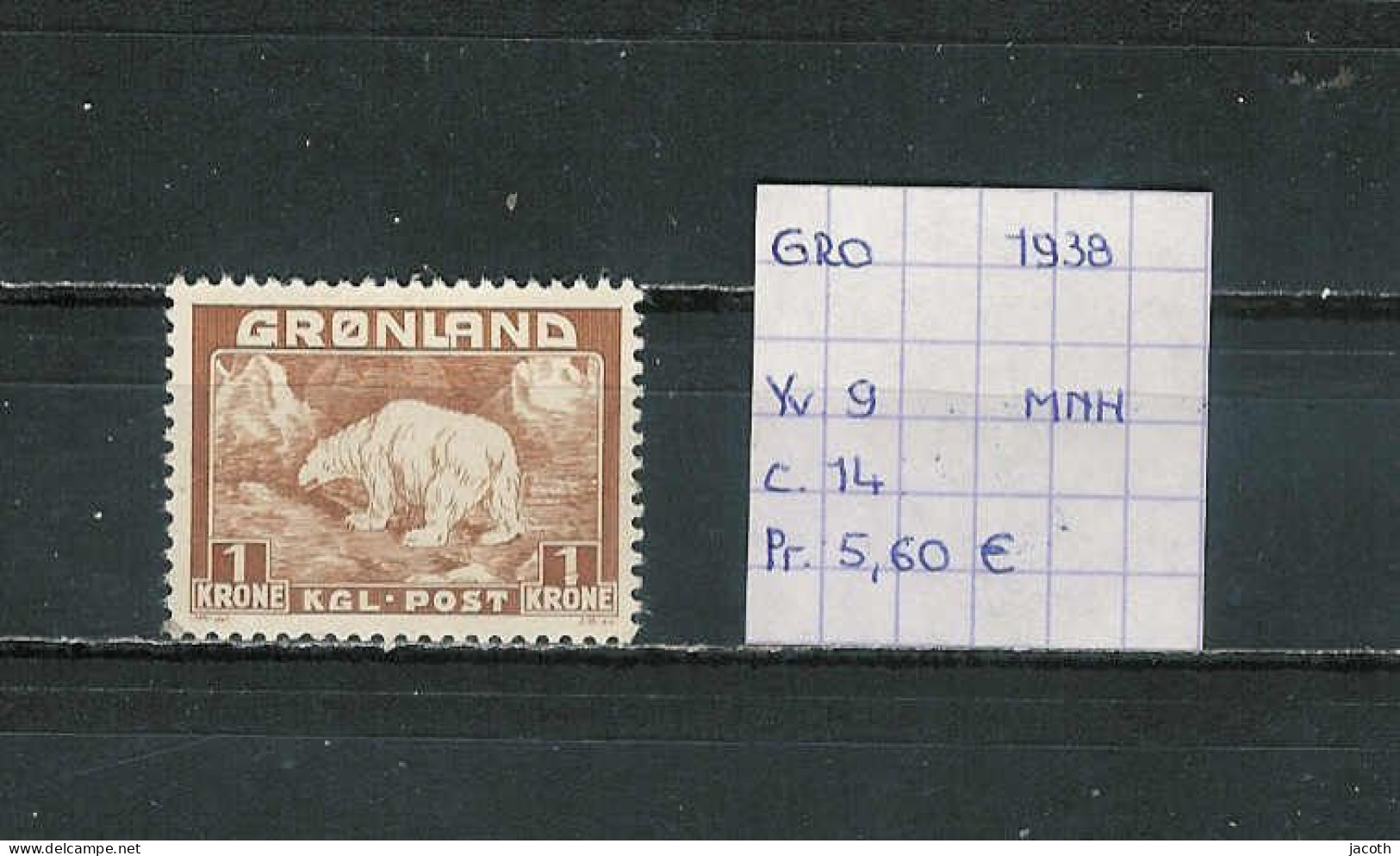 (TJ) Groenland 1938 - YT 9 (postfris/neuf/MNH) - Unused Stamps