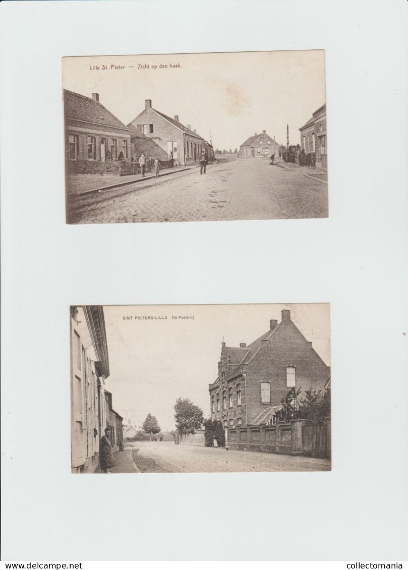 2 Oude Postkaarten Sint Pieters Lille  Lille St. Pieter  Zicht Op Den Hoek  De Pastorij - Lille