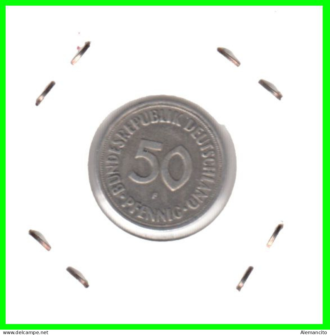 ALEMANIA -DEUTSCHLAND - GERMANY-MONEDA DE LA REPUBLICA FEDERAL DE ALEMANIA DE 50 Pfn-DEL AÑO - 1950 CECA - F - STUTTGART - 50 Pfennig