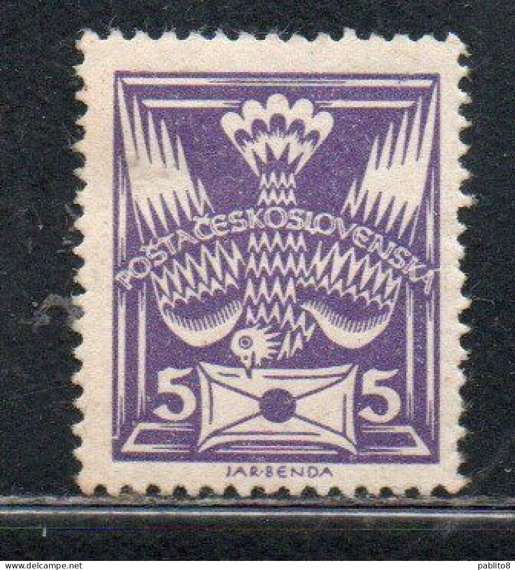 CZECH REPUBLIC REPUBBLICA CECA CZECHOSLOVAKIA CESKA CECOSLOVACCHIA 1920 1925 CARRIER PIGEON LETTER 5h MH - Ongebruikt