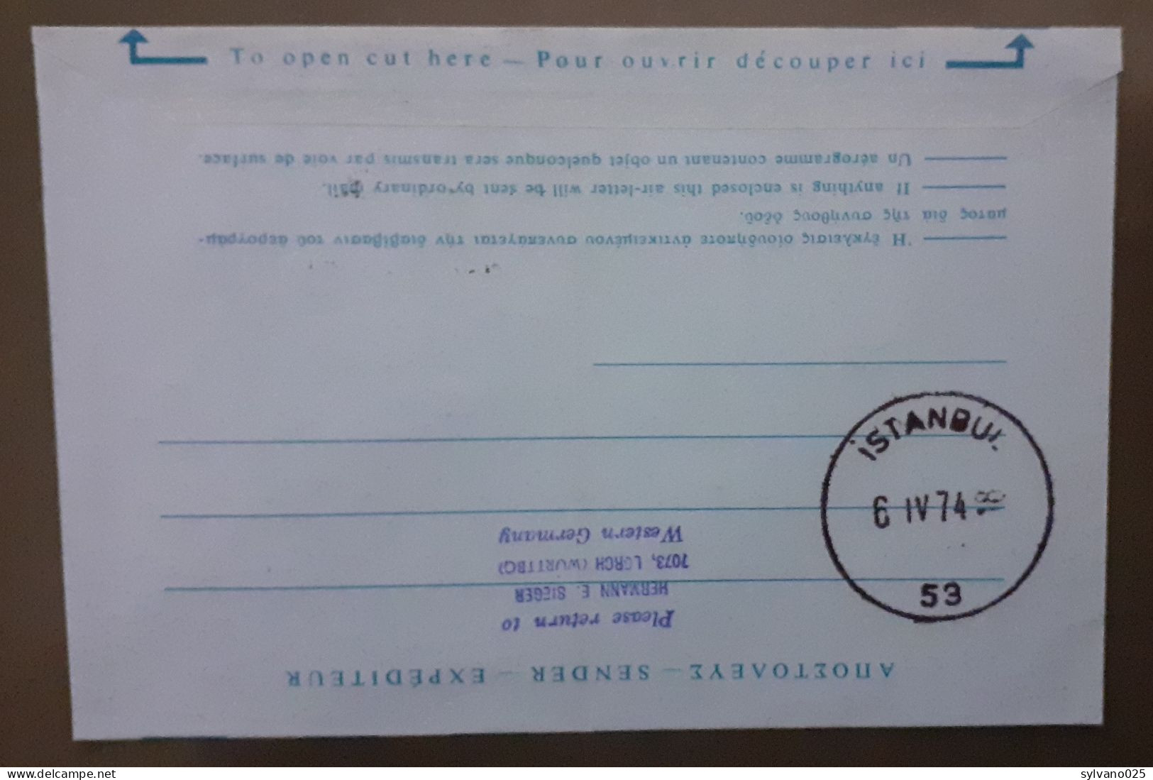 Aérogramme -  1erVOL  -  Thessalonique Istambul  -  LUXE Cachets Recto/verso - Briefe U. Dokumente