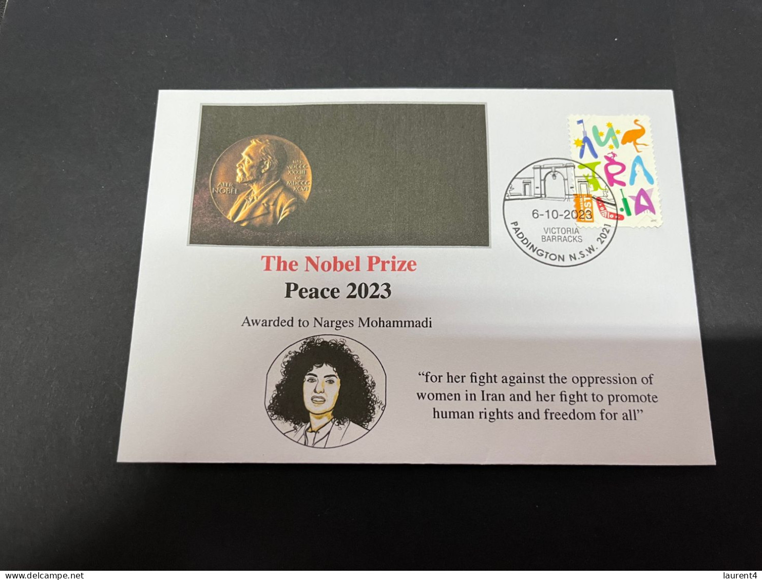 7-10-2023 (3 U 32A) Nobel Peace Prize Awarded In 2023 - 1 Cover -  OZ Stamp (postmarked 6-10-2022) - Autres & Non Classés