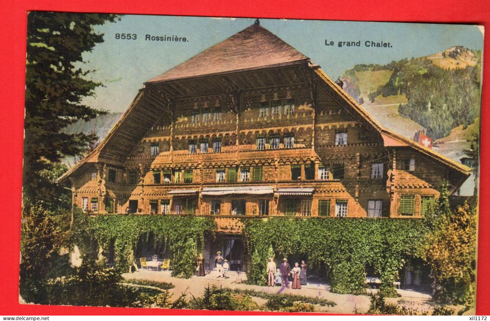 ZXC-13  Rossinière  Le Grand Chalet.  Très Animé.  Circulé 1910   - Rossinière