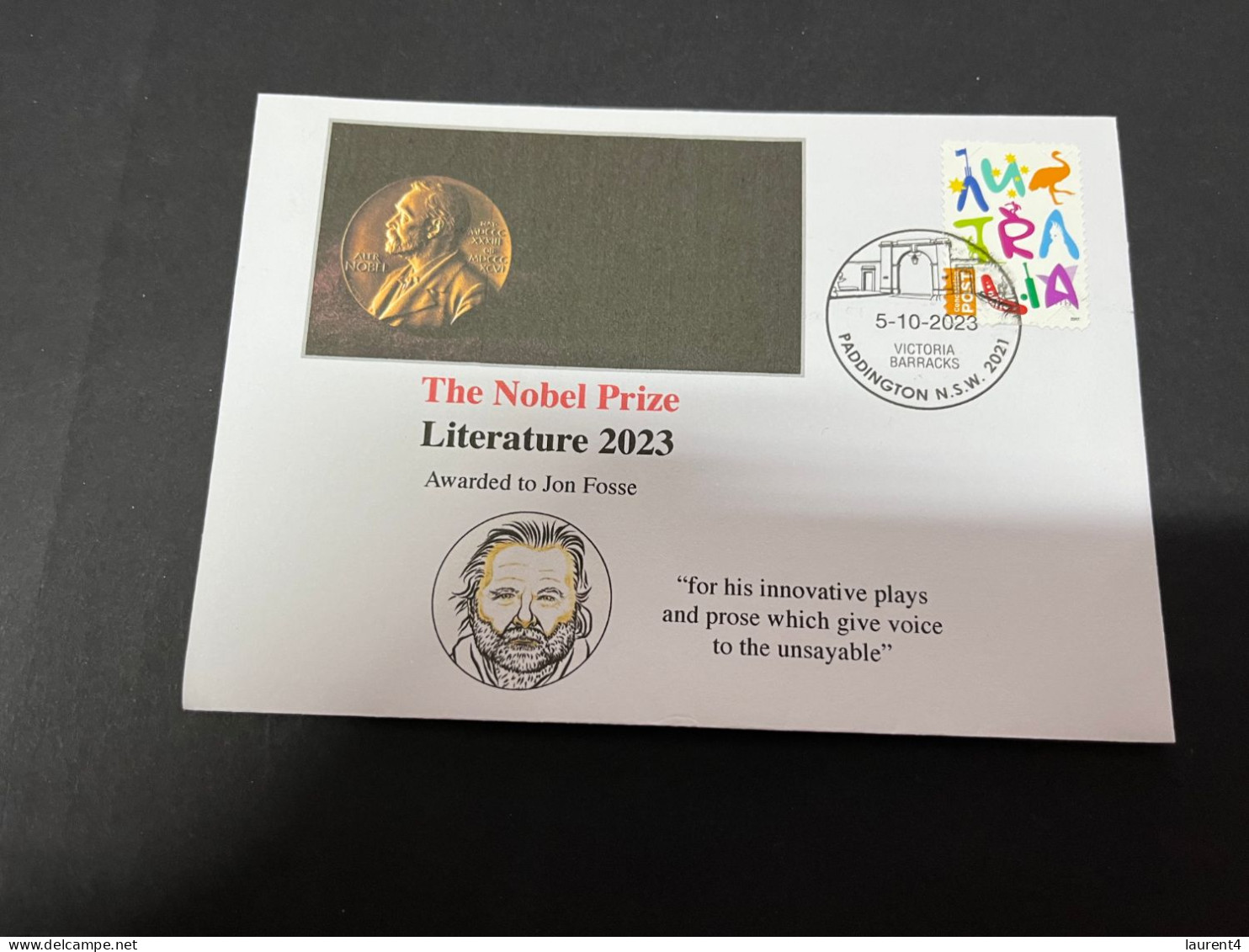 7-10-2023 (3 U 32) Nobel Literature Prize Awarded In 2023 - 1 Cover -  OZ Stamp (postmarked 5-10-2022) - Otros & Sin Clasificación